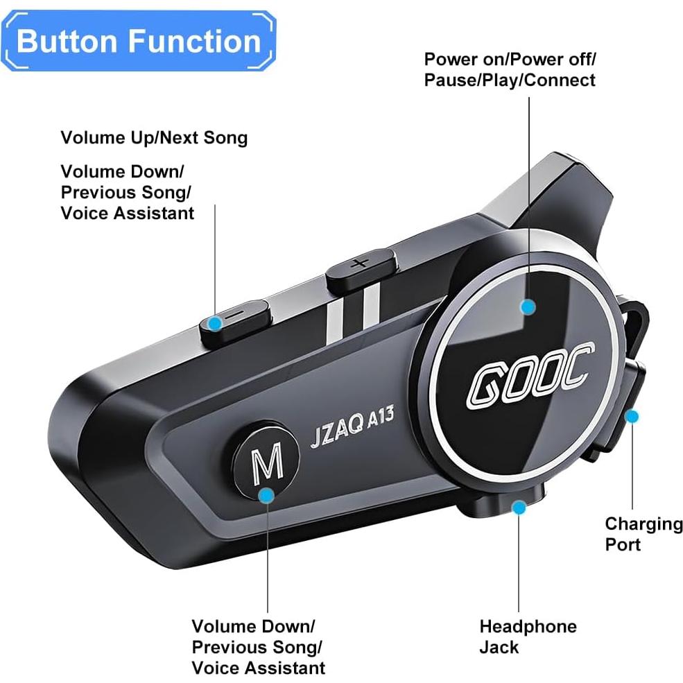 Auriculares Bluetooth JZAQ A13 para Casco Motocicleta
