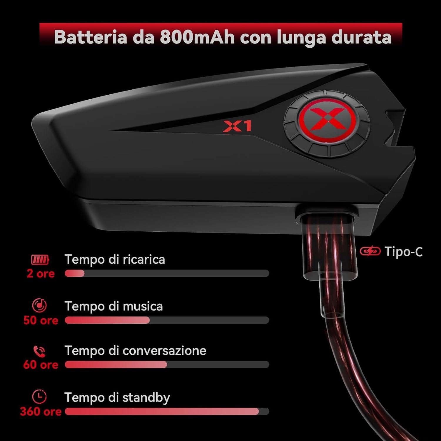 Auriculares Bluetooth XGP X1 para Casco Motocicleta 60h IP67