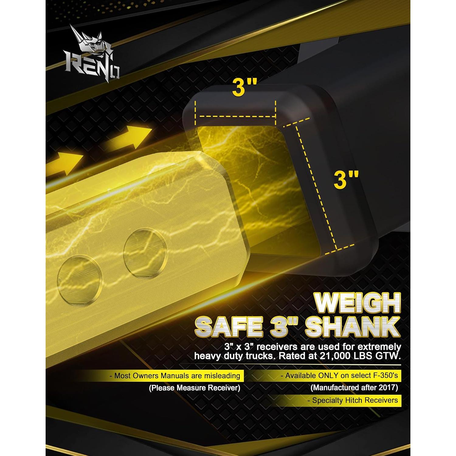 Enganche de Remolque Ajustable Reno 21000 lbs Aluminio 3"