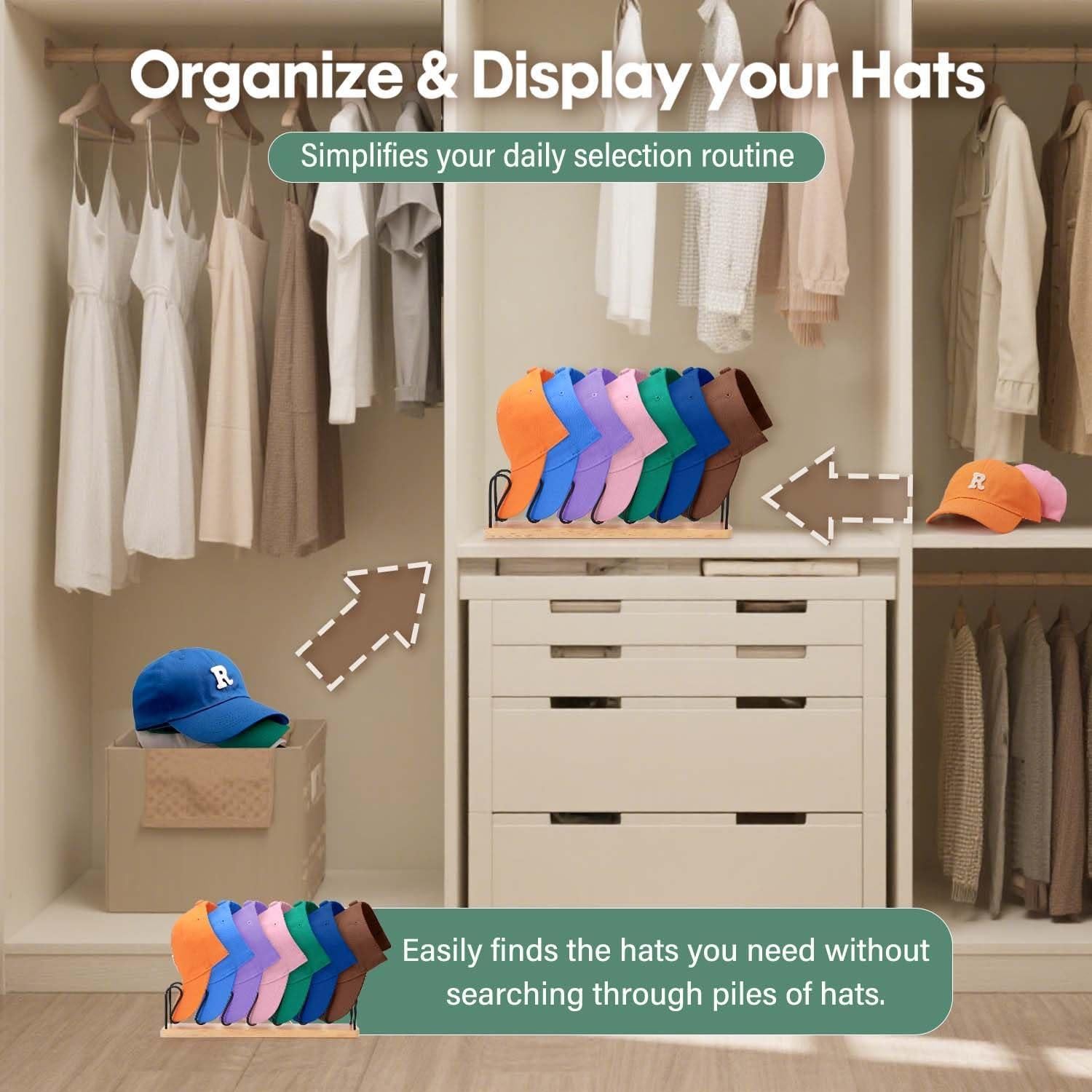 Organizador de Sombreros BINSUNS para 7 Gorras de Béisbol
