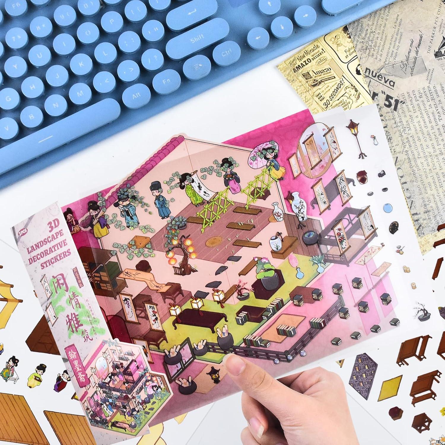 4 Sets de Pegatinas 3D Antiguas HOMICO para Mini Escenas