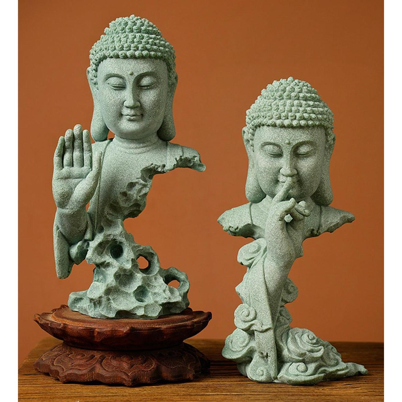 Estatua de Buda Meditador Livelyfish 20.6 cm Arenisca Zen