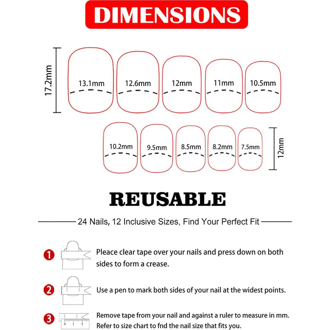 24 Uñas Postizas Cortas Dulyork Negras Moradas Degradado
