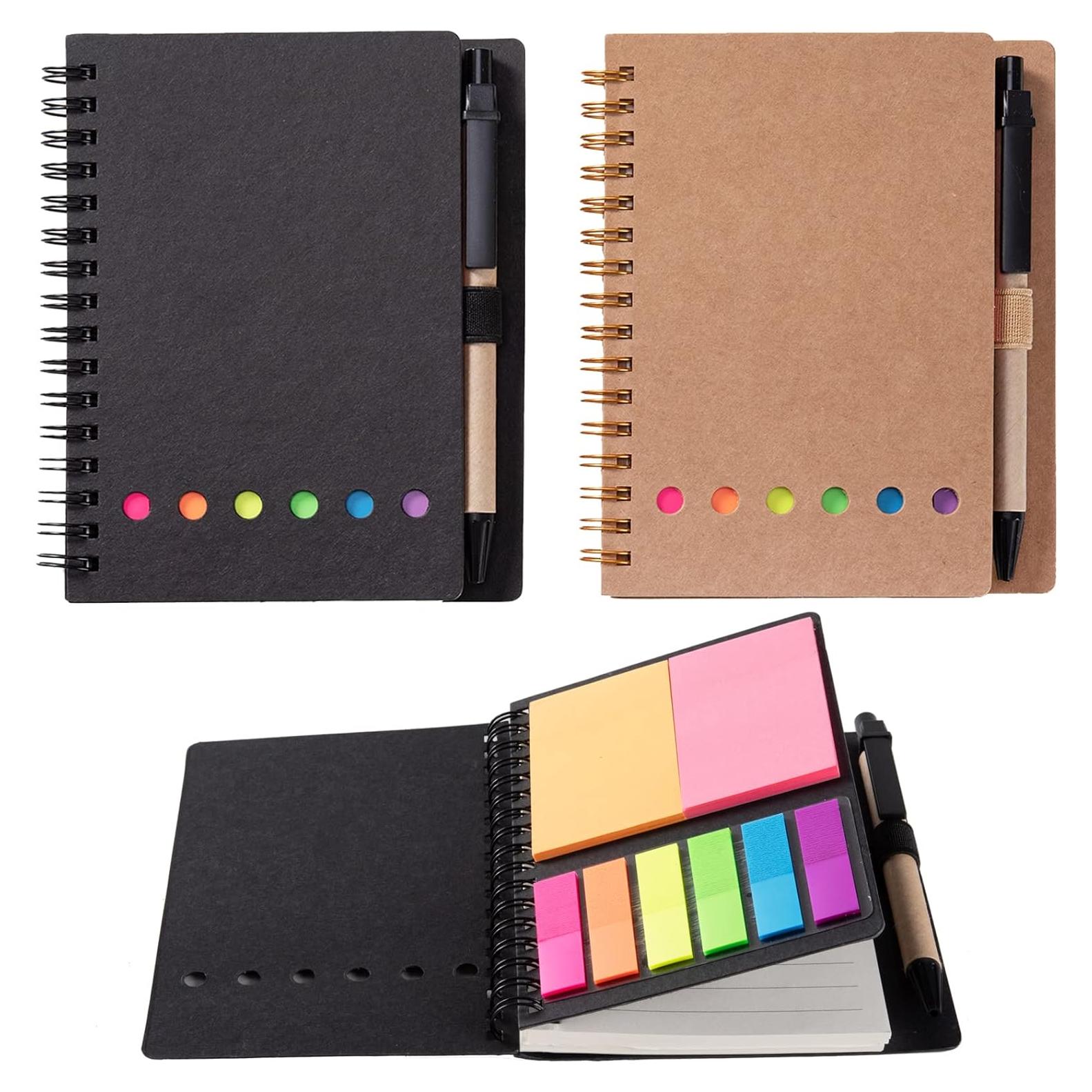 2 Paquetes Cuadernos Espirales WILFANS con Notas Adhesivas