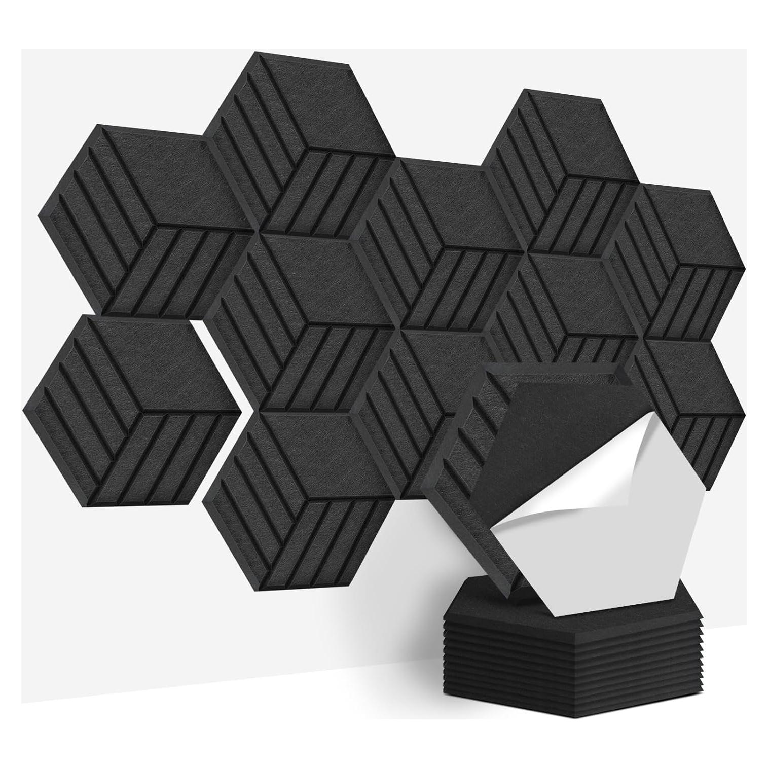 Paneles Acústicos Hexagonales Art3d 12 Pcs Cubo Negro
