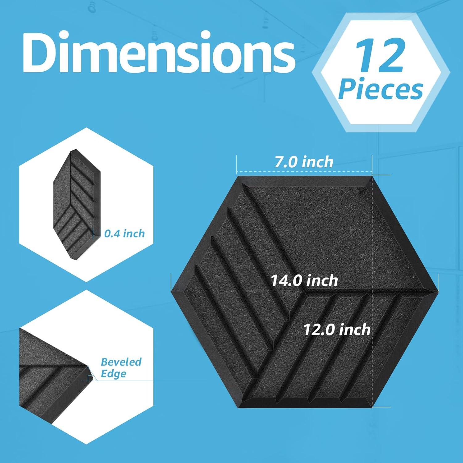 Paneles Acústicos Hexagonales Art3d 12 Pcs Cubo Negro