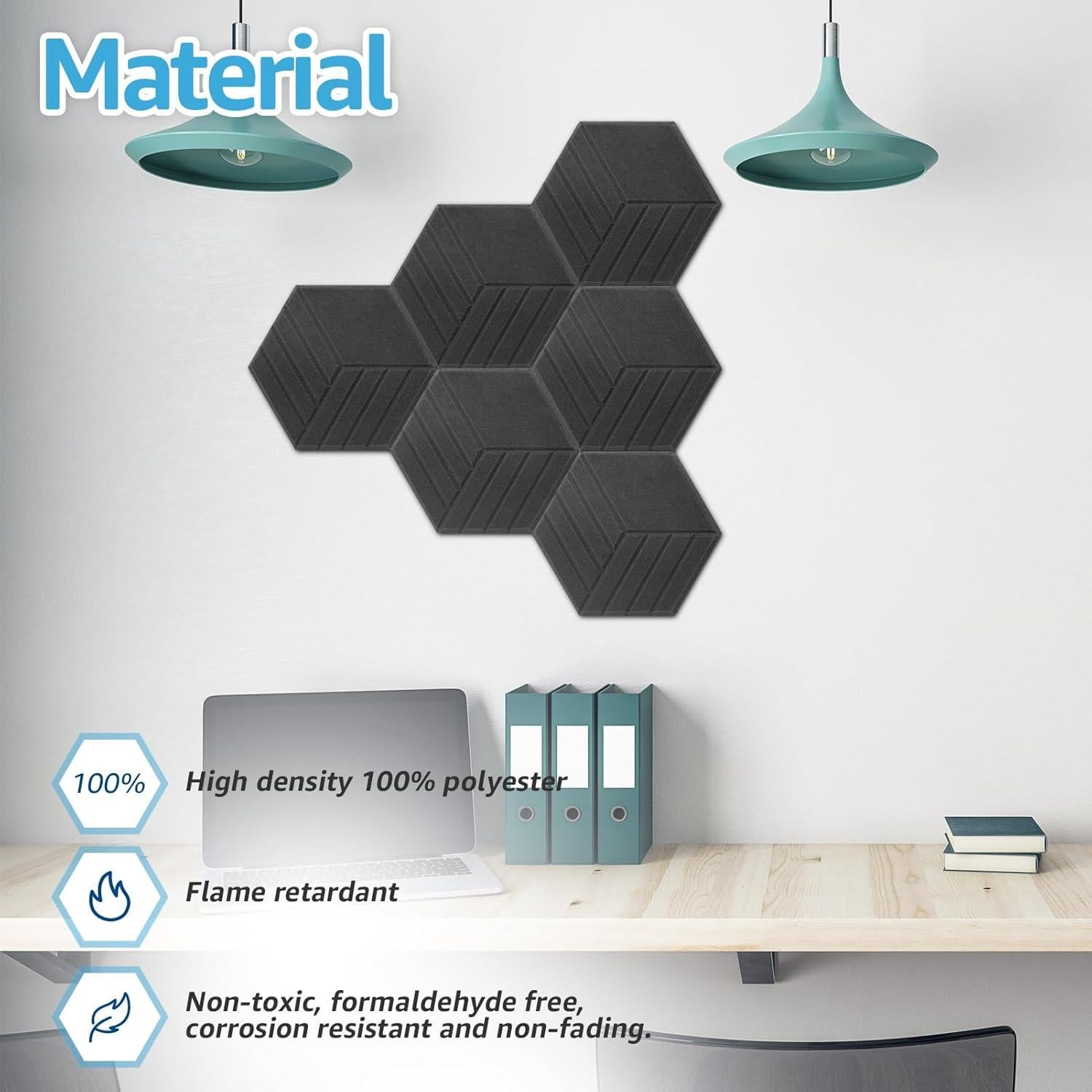 Paneles Acústicos Hexagonales Art3d 12 Pcs Cubo Negro