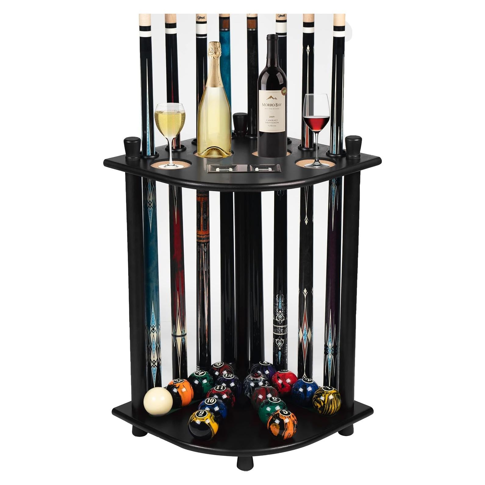 Soporte de palo de billar Billmart negro para 8 tacos y bolas