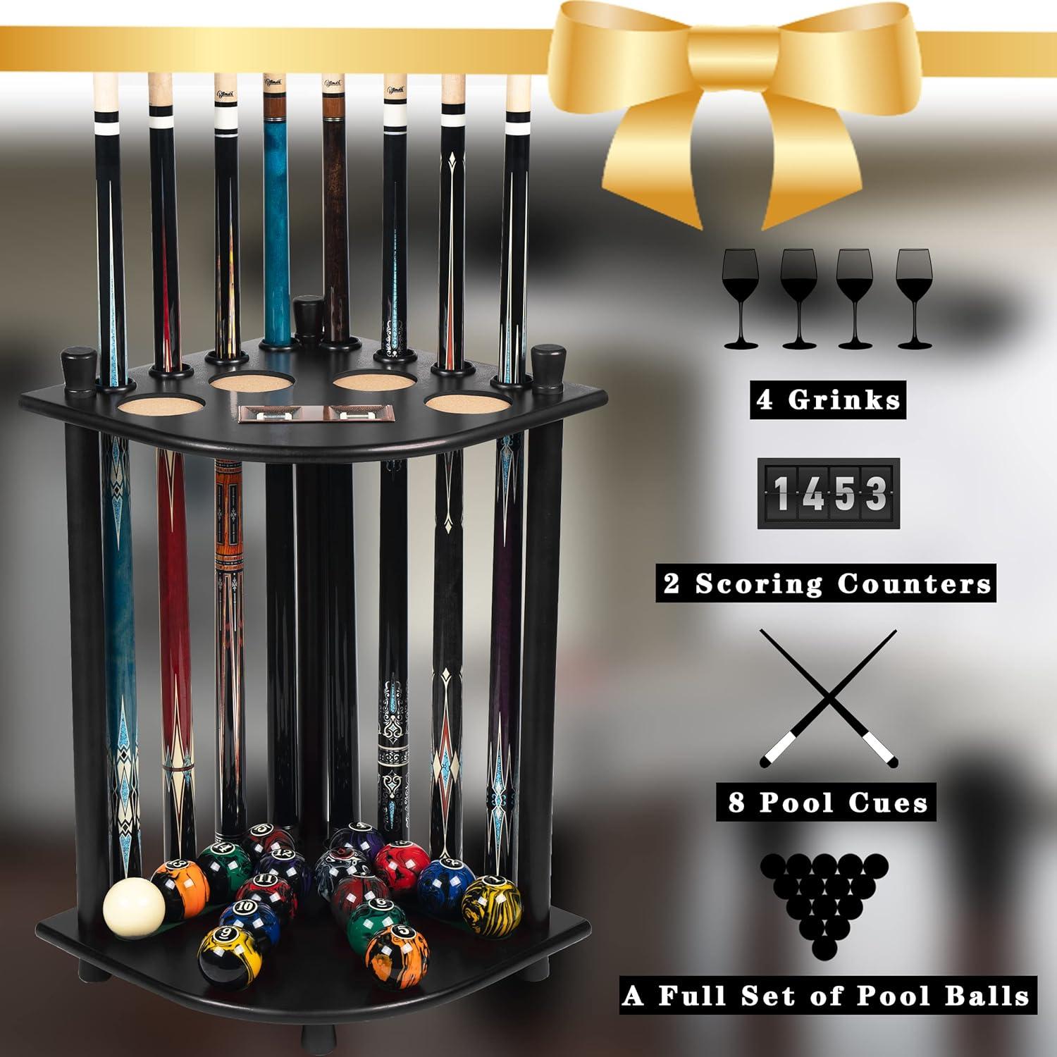 Soporte de palo de billar Billmart negro para 8 tacos y bolas