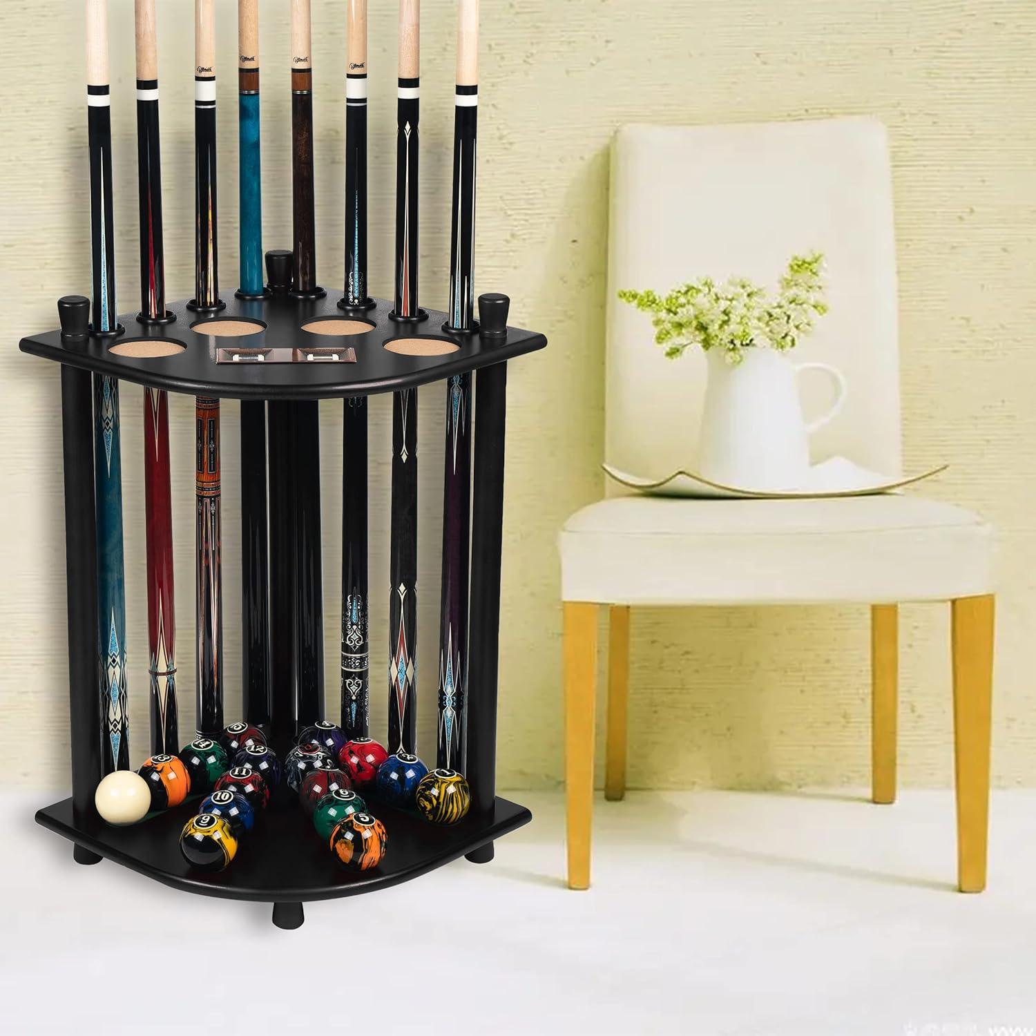 Soporte de palo de billar Billmart negro para 8 tacos y bolas