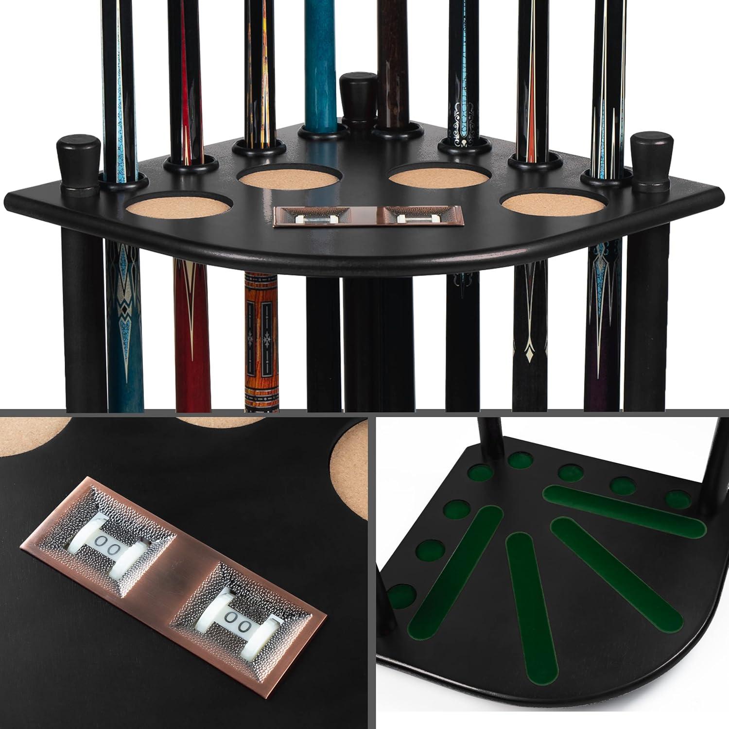 Soporte de palo de billar Billmart negro para 8 tacos y bolas