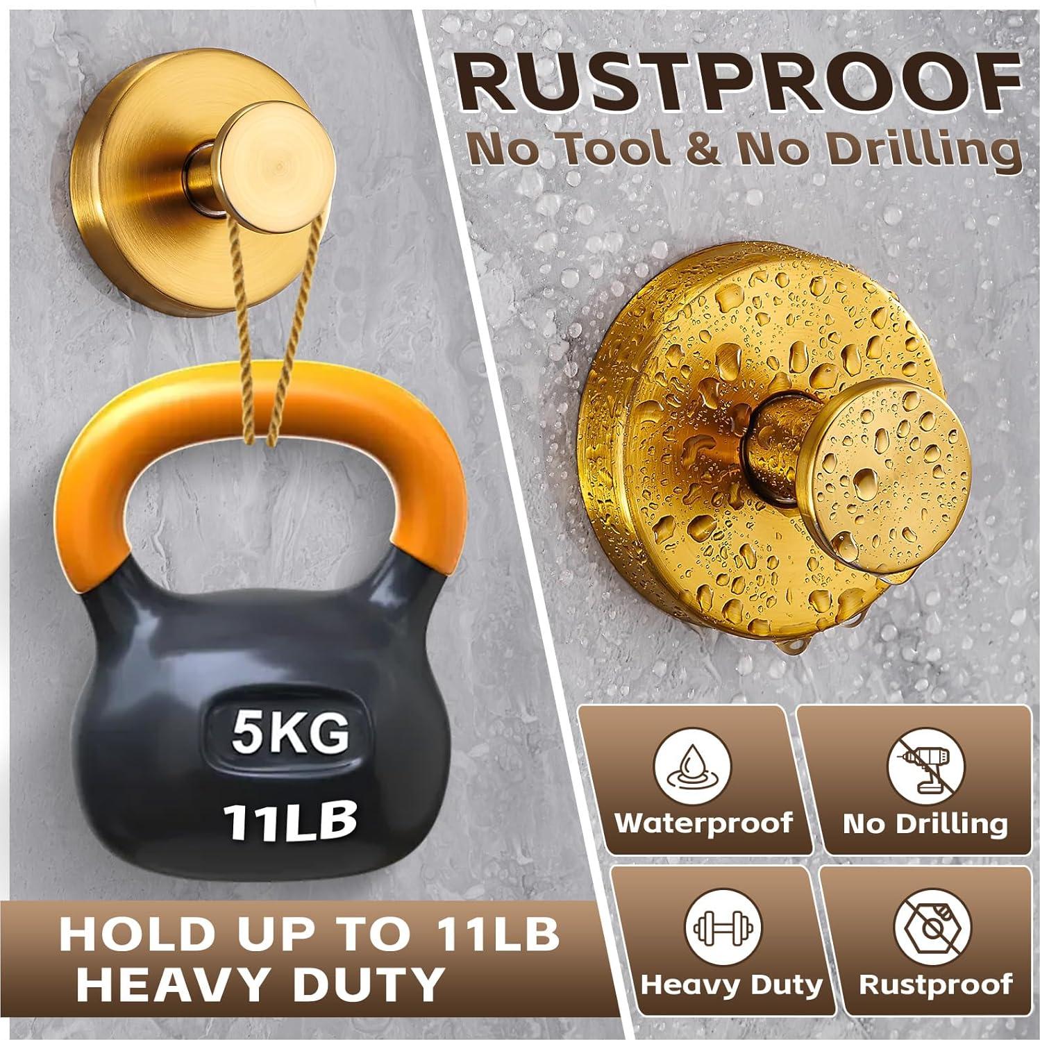 Ganchos de Ventosa Reutilizables Supopular Oro Cepillado 2 Unidades