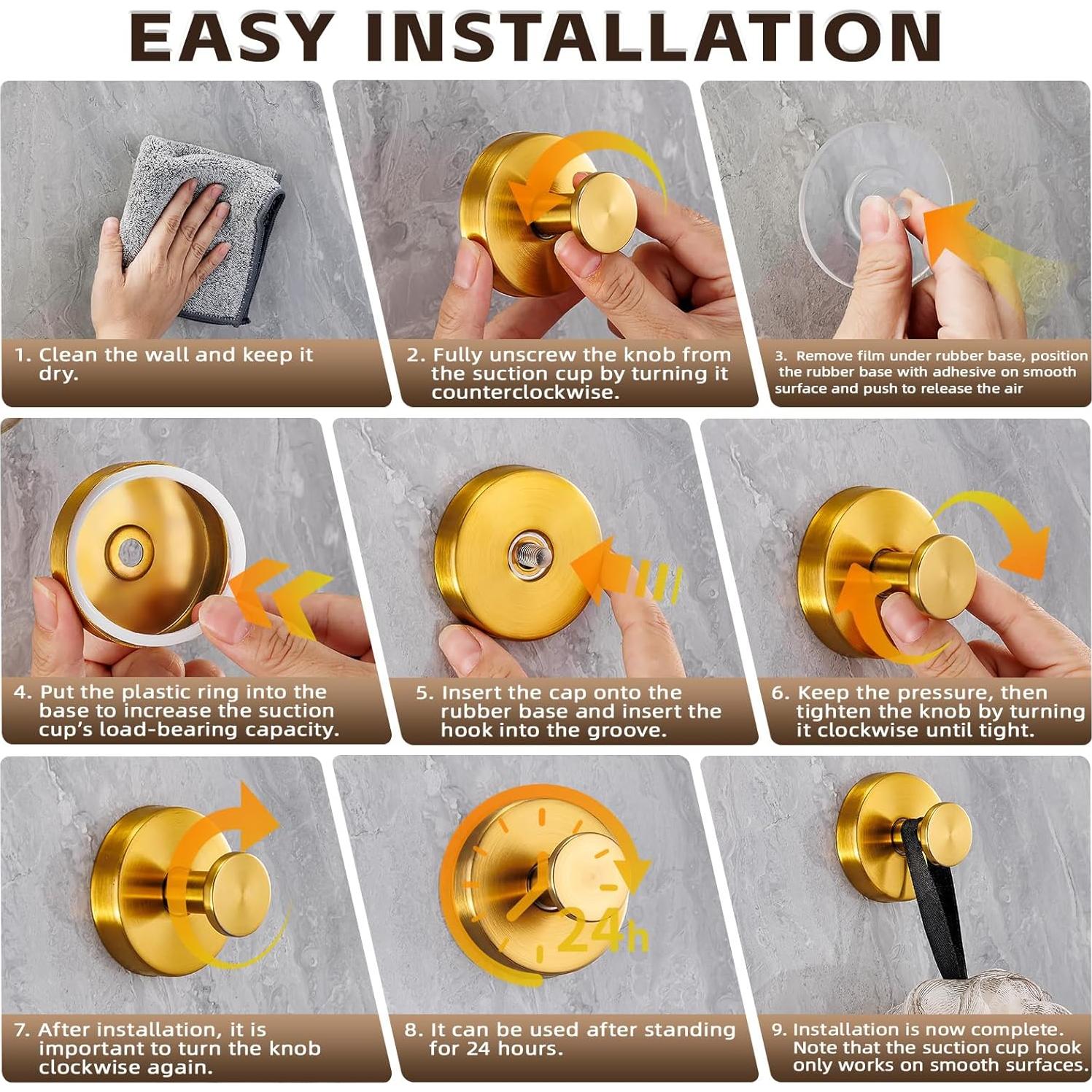 Ganchos de Ventosa Reutilizables Supopular Oro Cepillado 2 Unidades