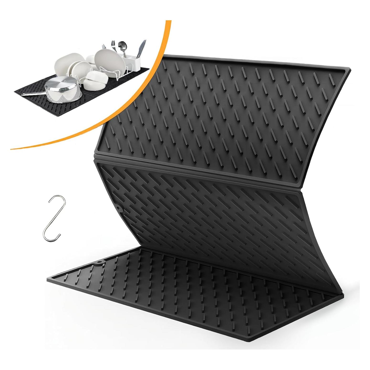 Alfombrilla para Secar Platos Silicona Puliyunxiang 61x41cm Negra