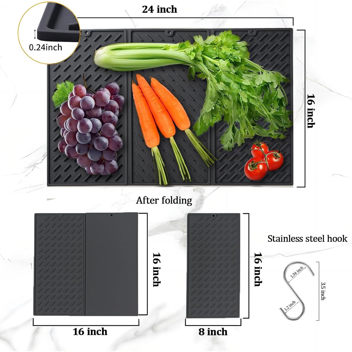 Alfombrilla para Secar Platos Silicona Puliyunxiang 61x41cm Negra