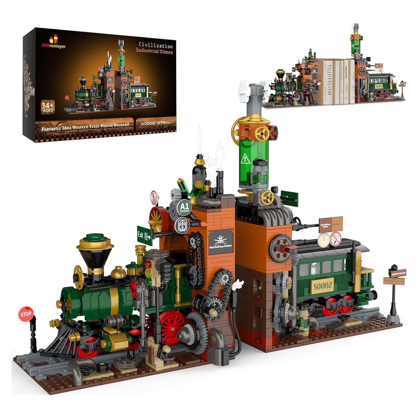 JMBricklayer Set de Construcción Estación de Tren Steampunk 1379 Pcs