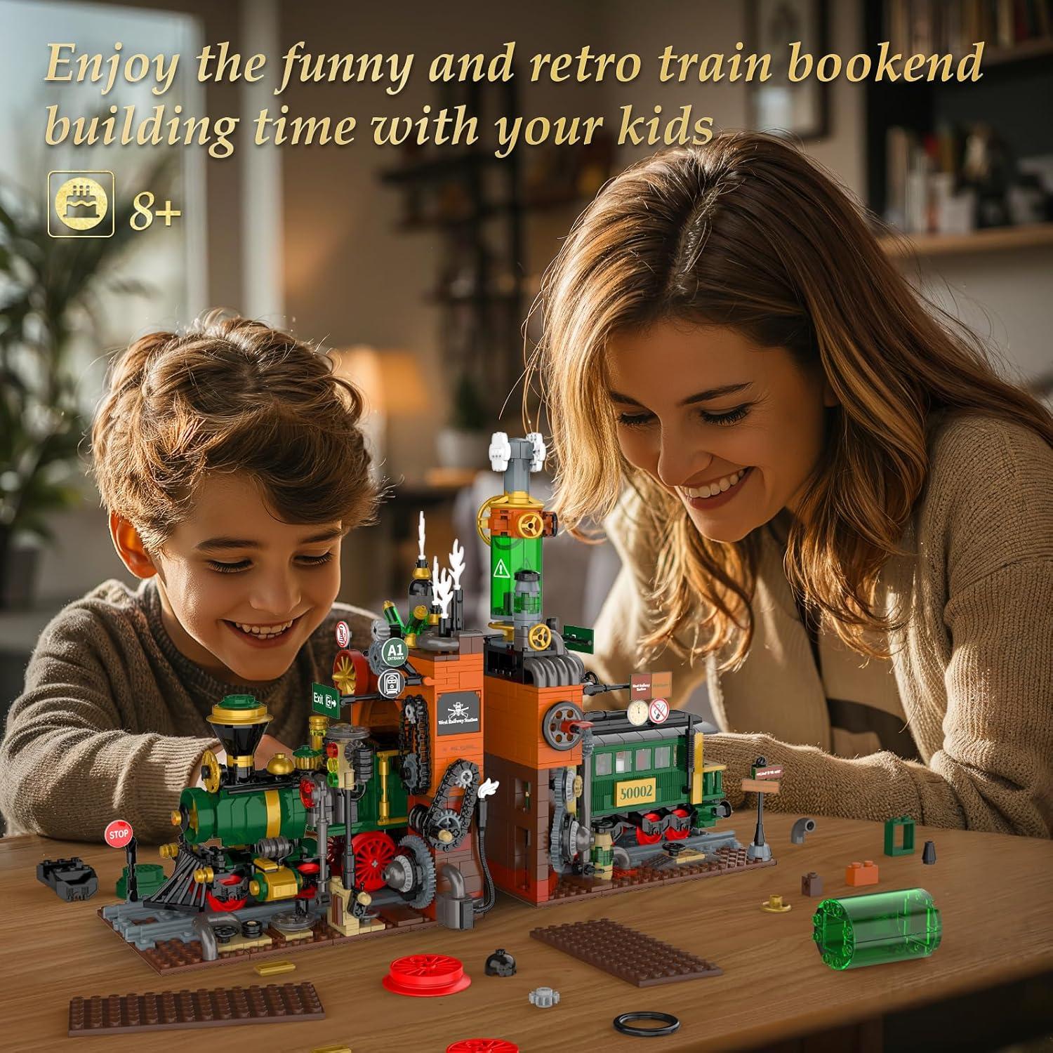 JMBricklayer Set de Construcción Estación de Tren Steampunk 1379 Pcs