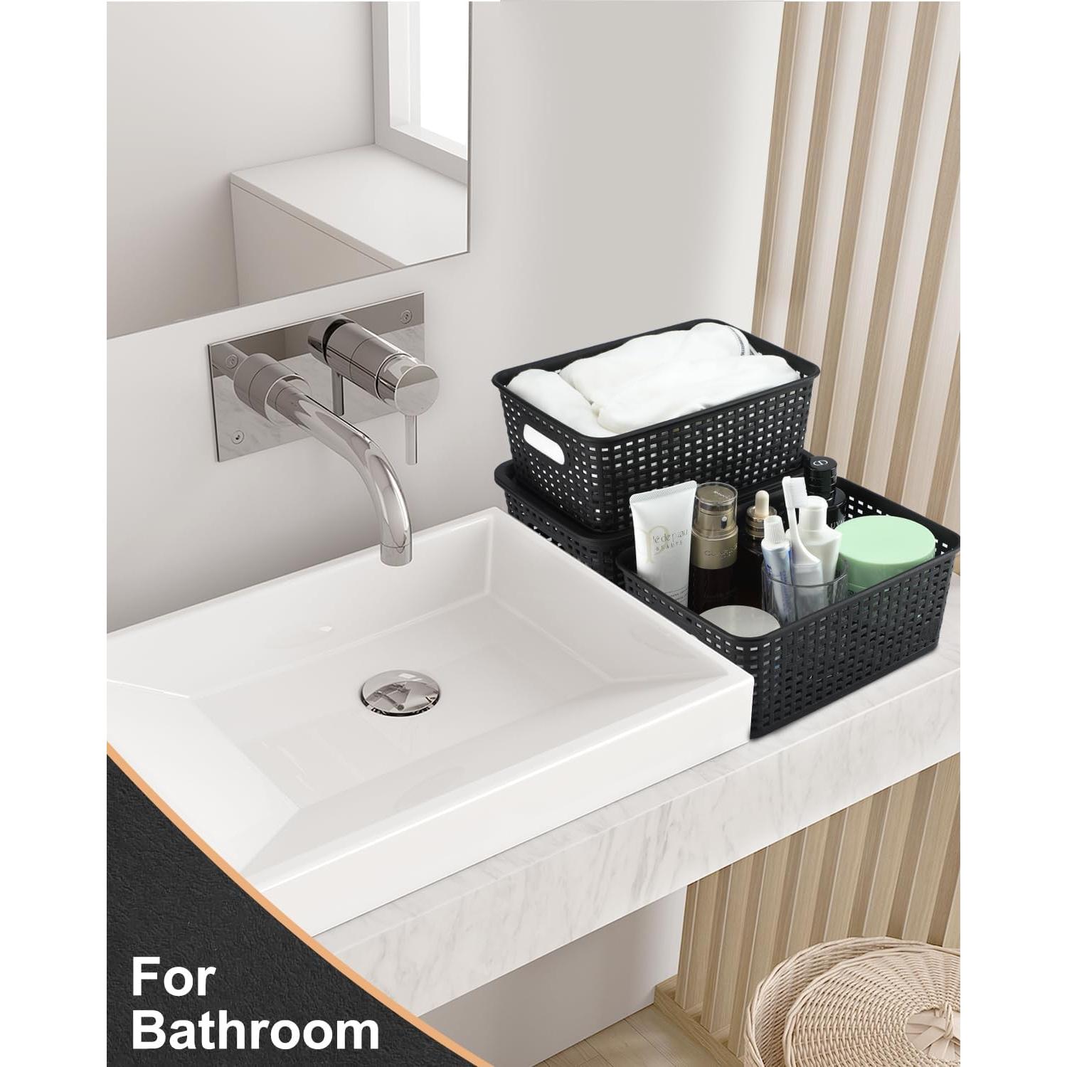 Cestas de Almacenamiento AREYZIN 6 Unidades con Tapa 5L Negro