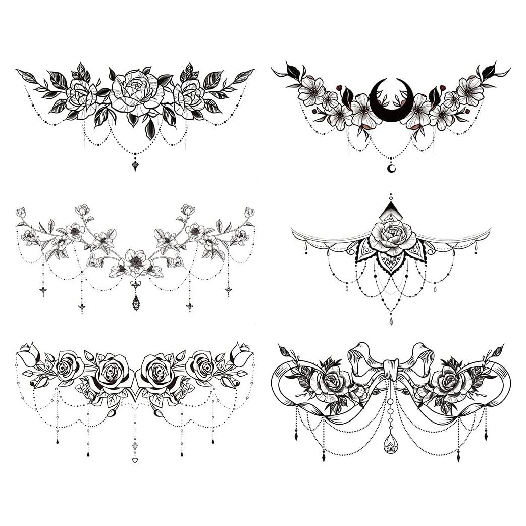 Tatuajes Temporales Glaryyears Pack 6 Flores Realistas 14x24cm