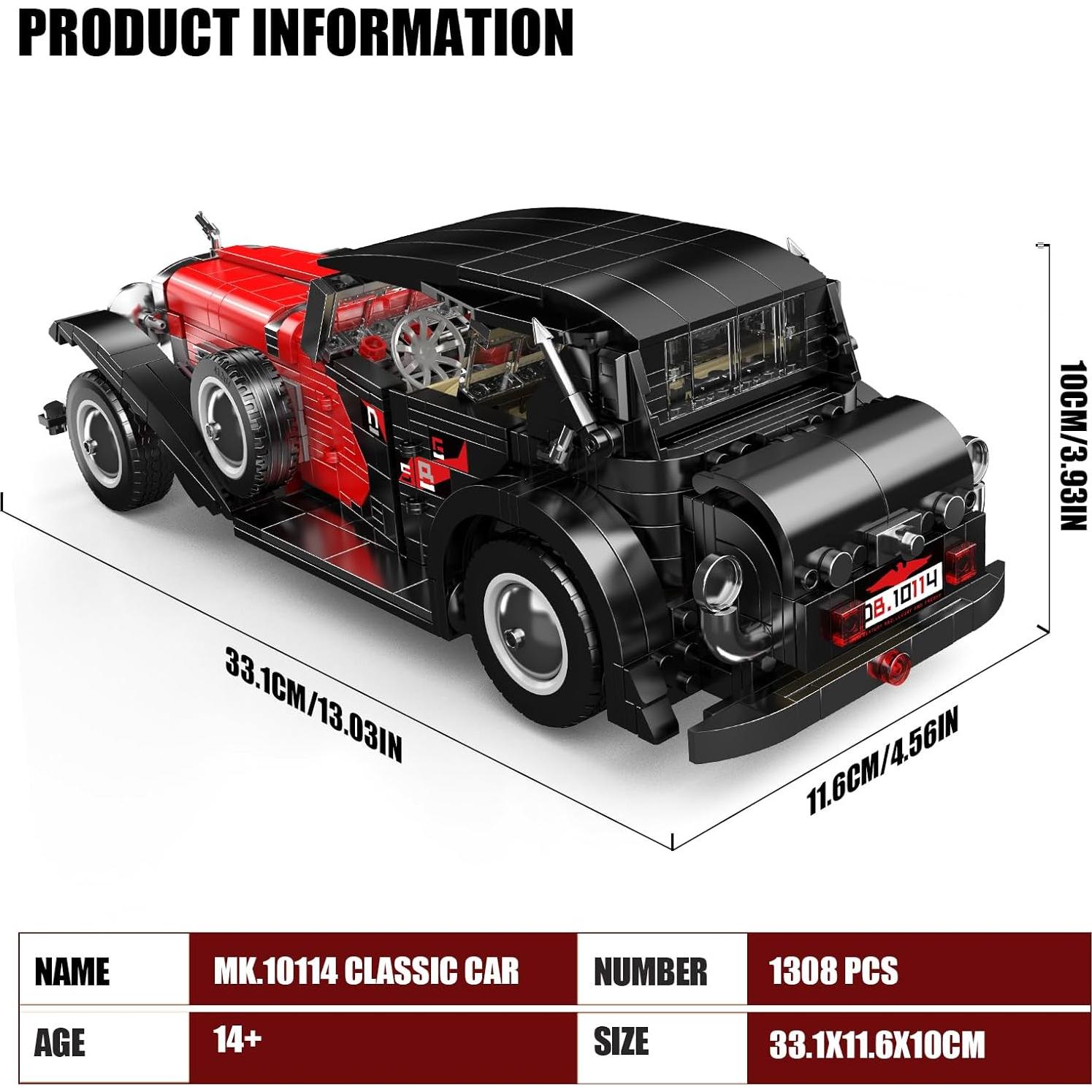 Mould King 10114 Auto Vintage 1308 Piezas para Construcción