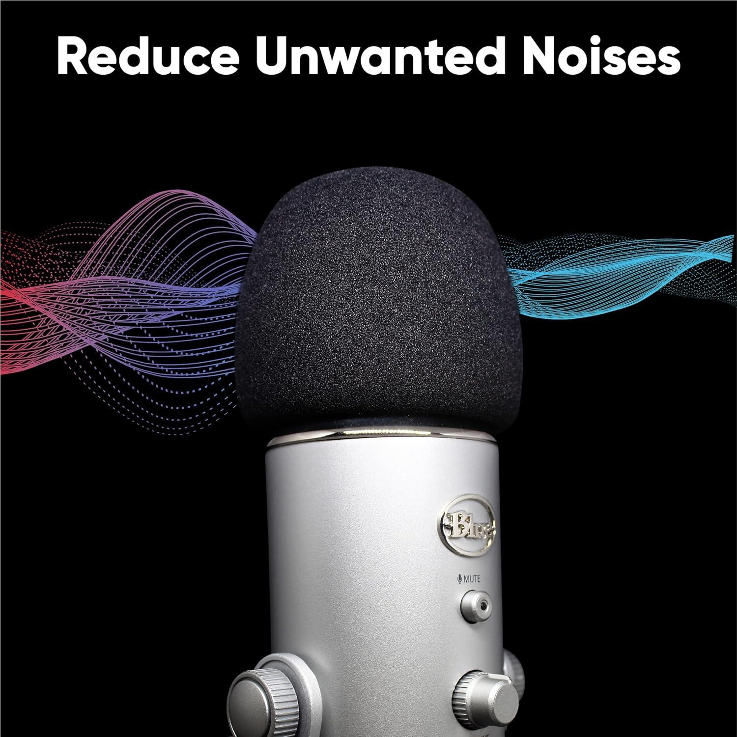 Foam Windscreen for Blue Yeti Microphone - Pop Filter Cover made from Quality Sponge Material that Filters Unwanted Recording and Background Noises - Black Color