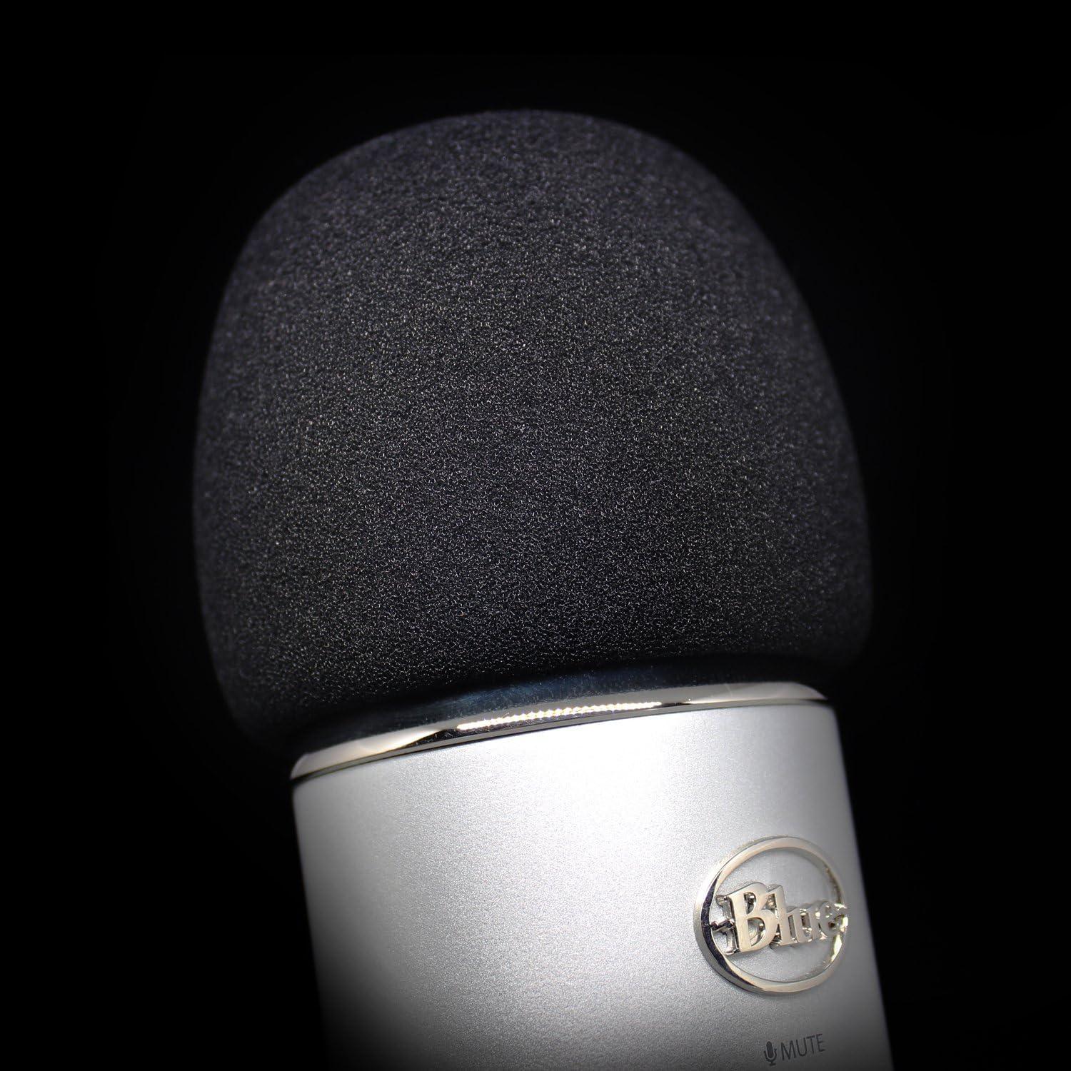 Foam Windscreen for Blue Yeti Microphone - Pop Filter Cover made from Quality Sponge Material that Filters Unwanted Recording and Background Noises - Black Color