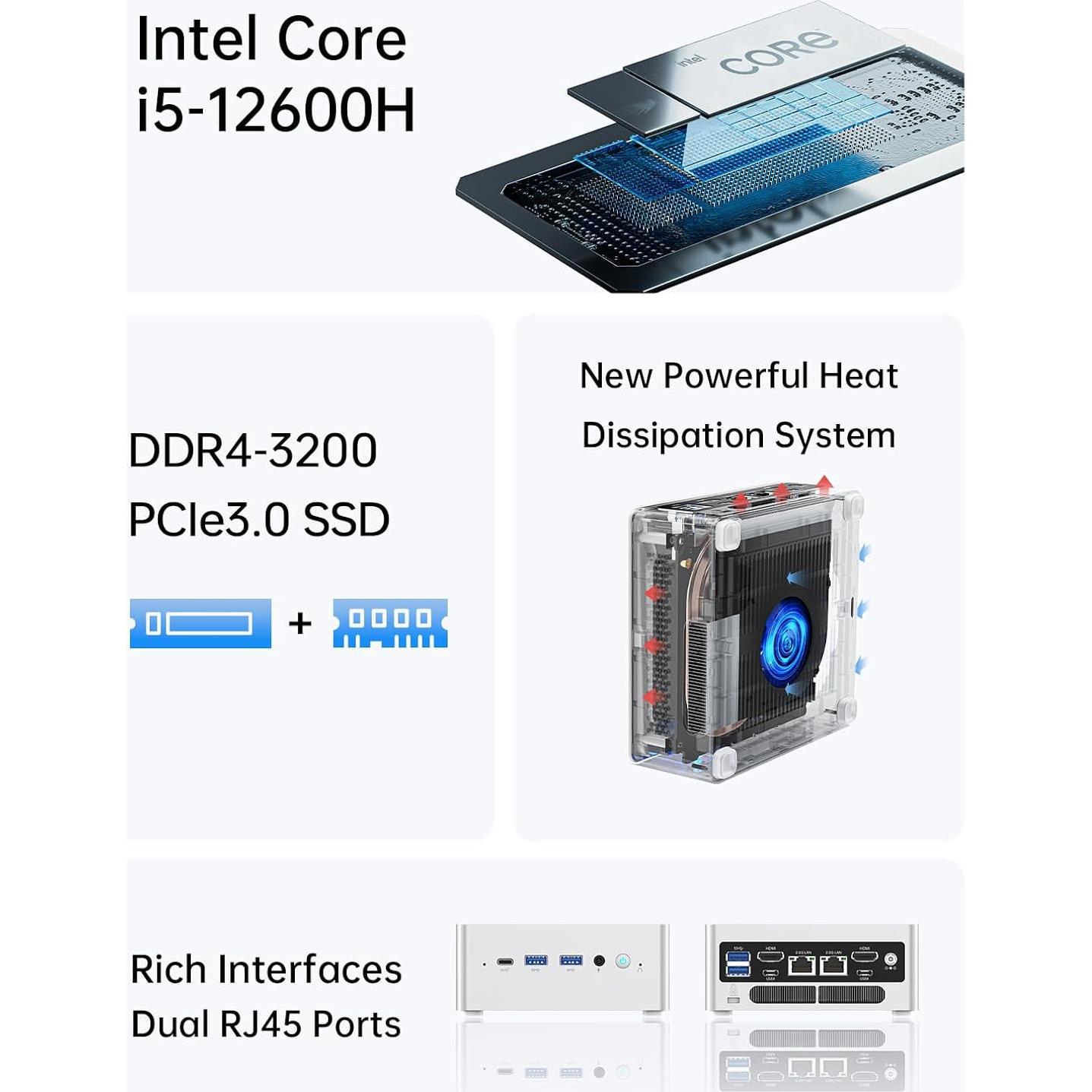 MINISFORUM Mini PC NAB6 Lite i5-12600H 16GB RAM 500GB SSD