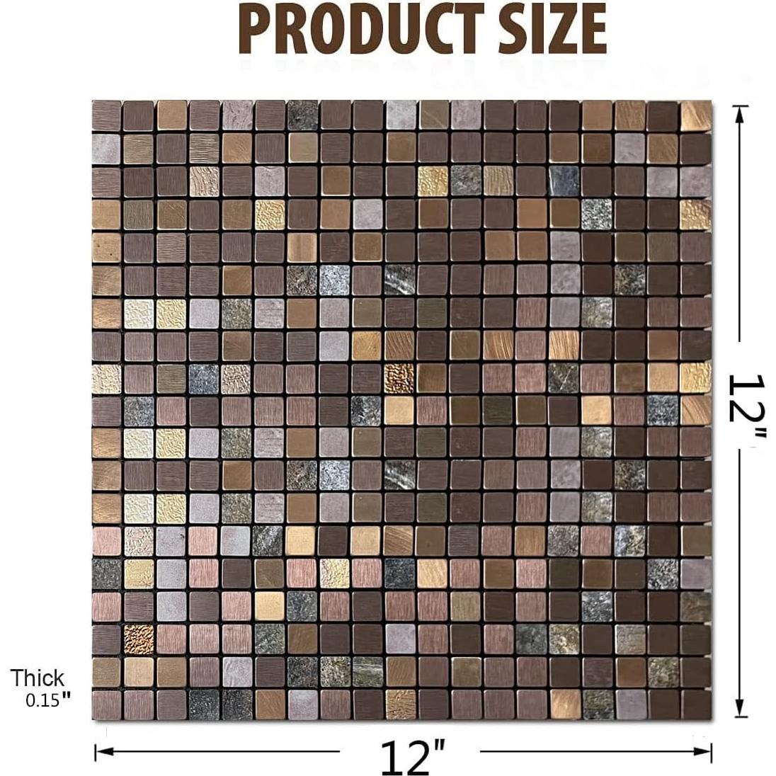 Azulejo Autoadhesivo YMMXGE 3D Verde y Cobre 30.48cm x 30.48cm