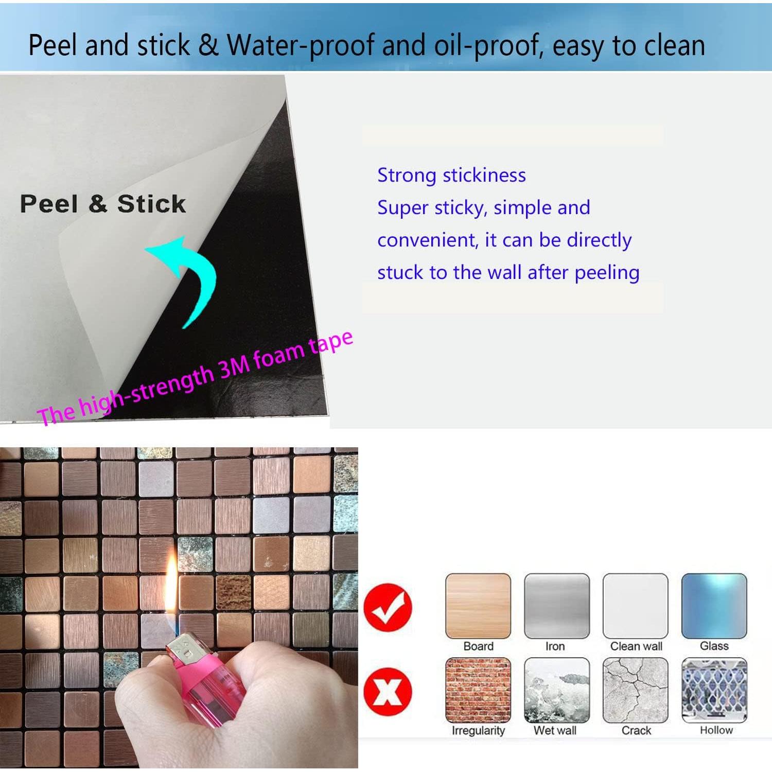 Azulejo Autoadhesivo YMMXGE 3D Verde y Cobre 30.48cm x 30.48cm