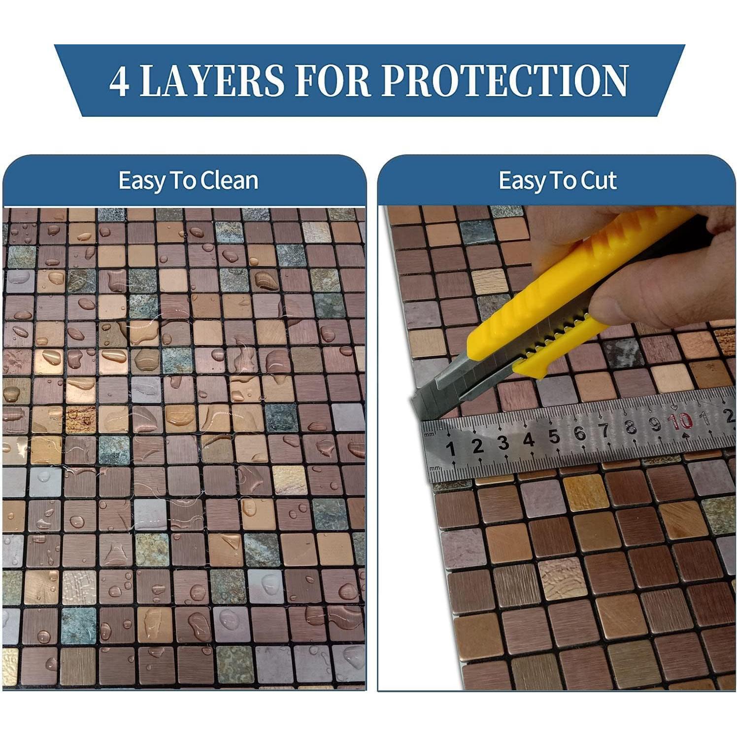 Azulejo Autoadhesivo YMMXGE 3D Verde y Cobre 30.48cm x 30.48cm