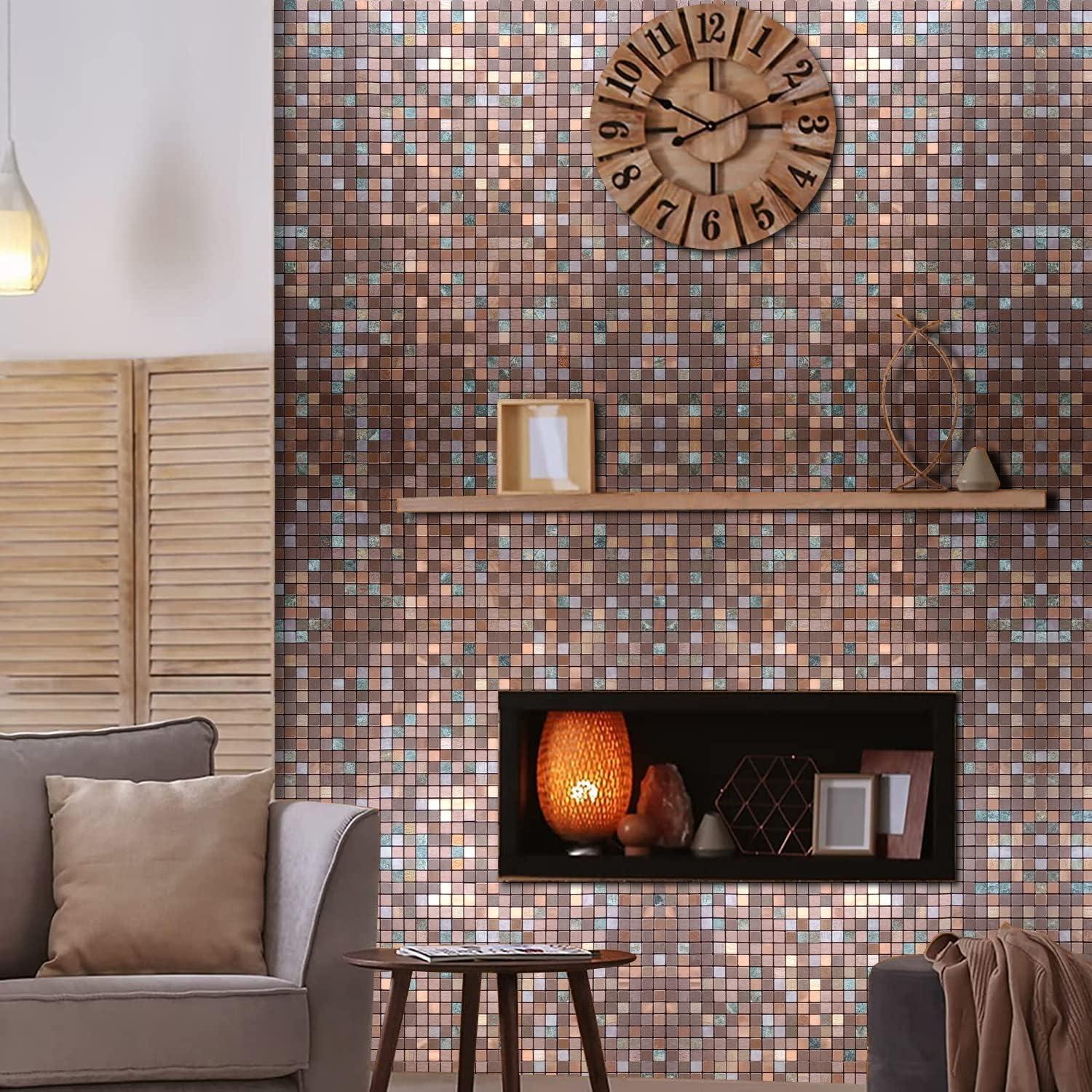 Azulejo Autoadhesivo YMMXGE 3D Verde y Cobre 30.48cm x 30.48cm