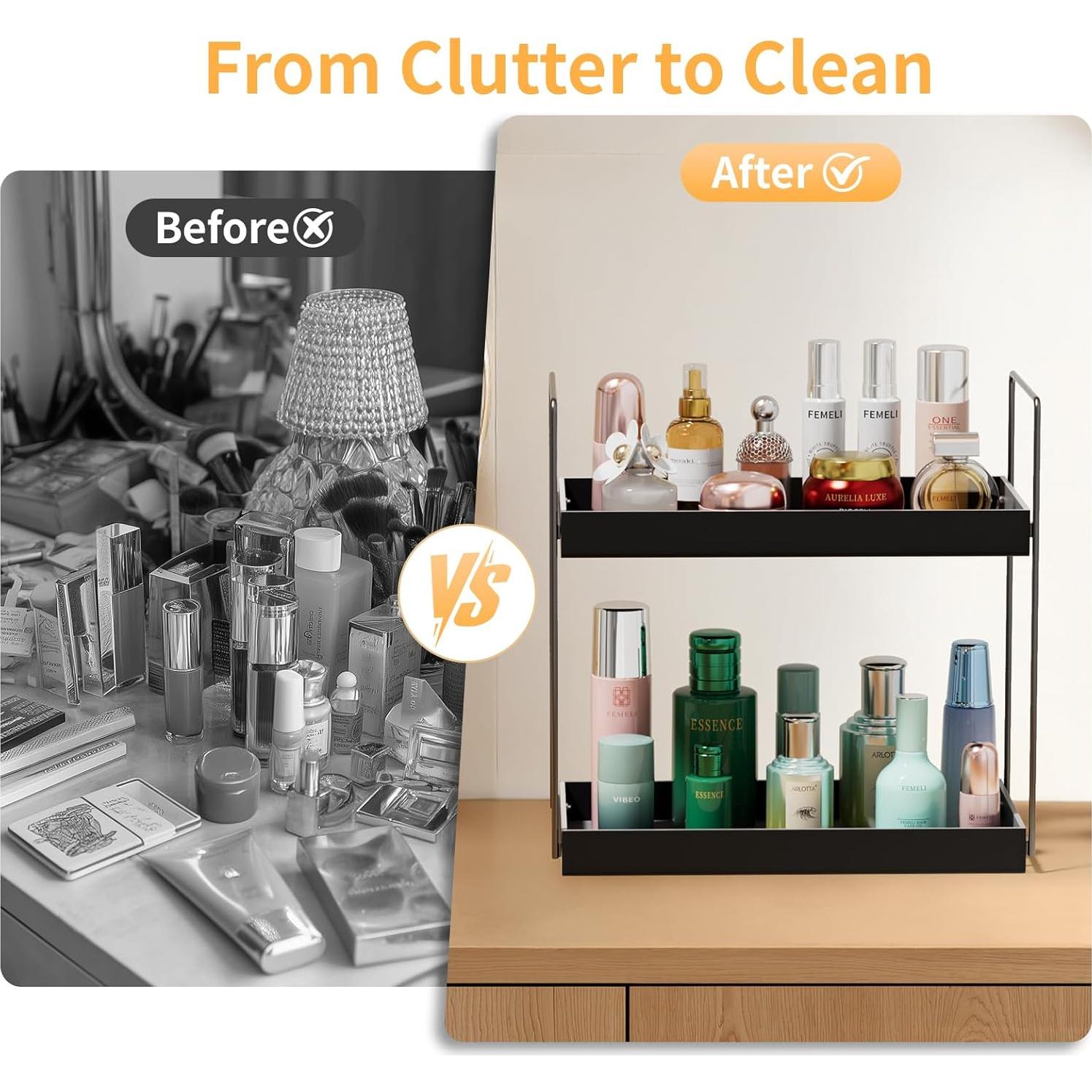 Organizador de Encimera NPPLUS 2 Niveles Metal Acrílico Negro