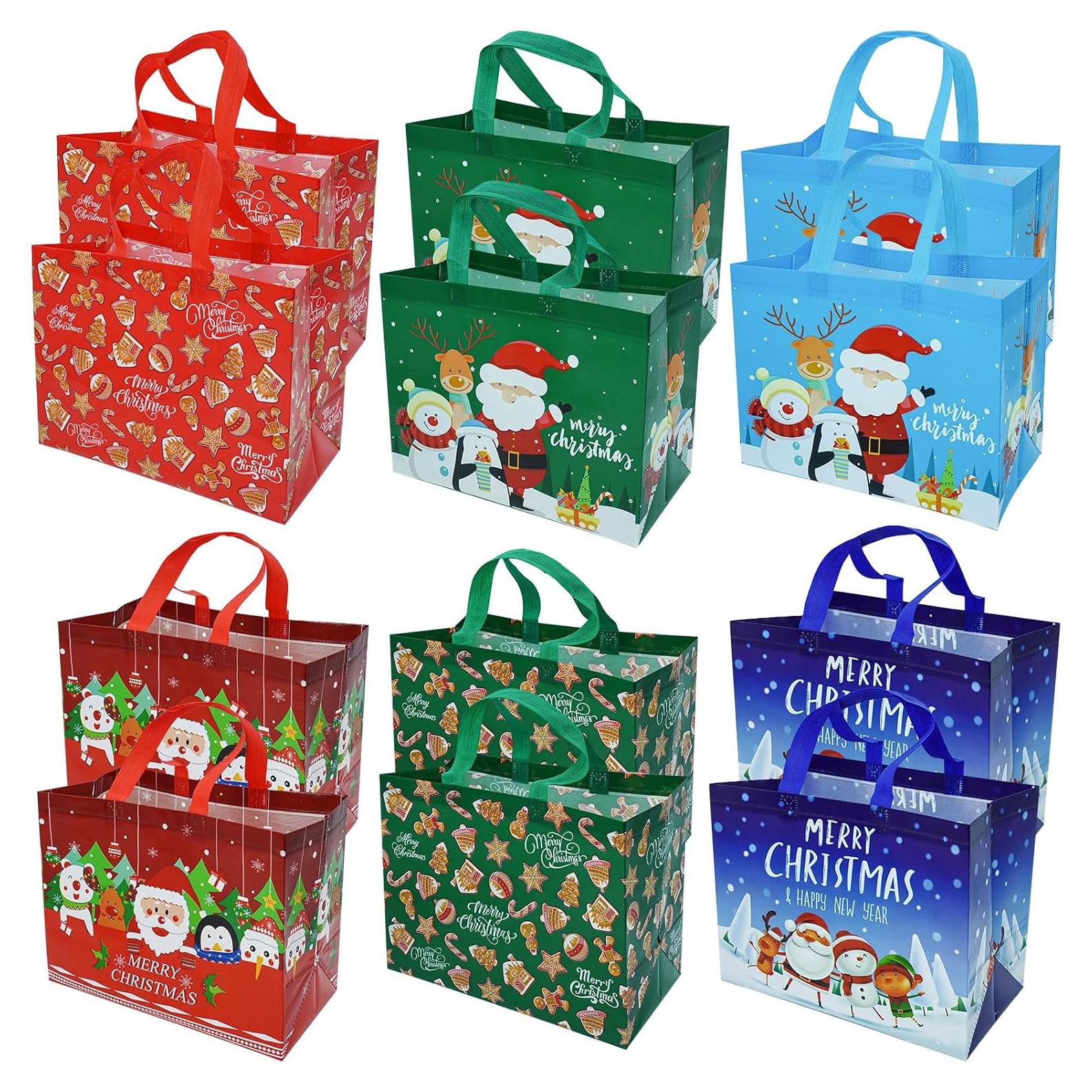 Bolsas de Regalo de Navidad Viatanst - Paquete de 12 Reutilizables 32x25x17cm