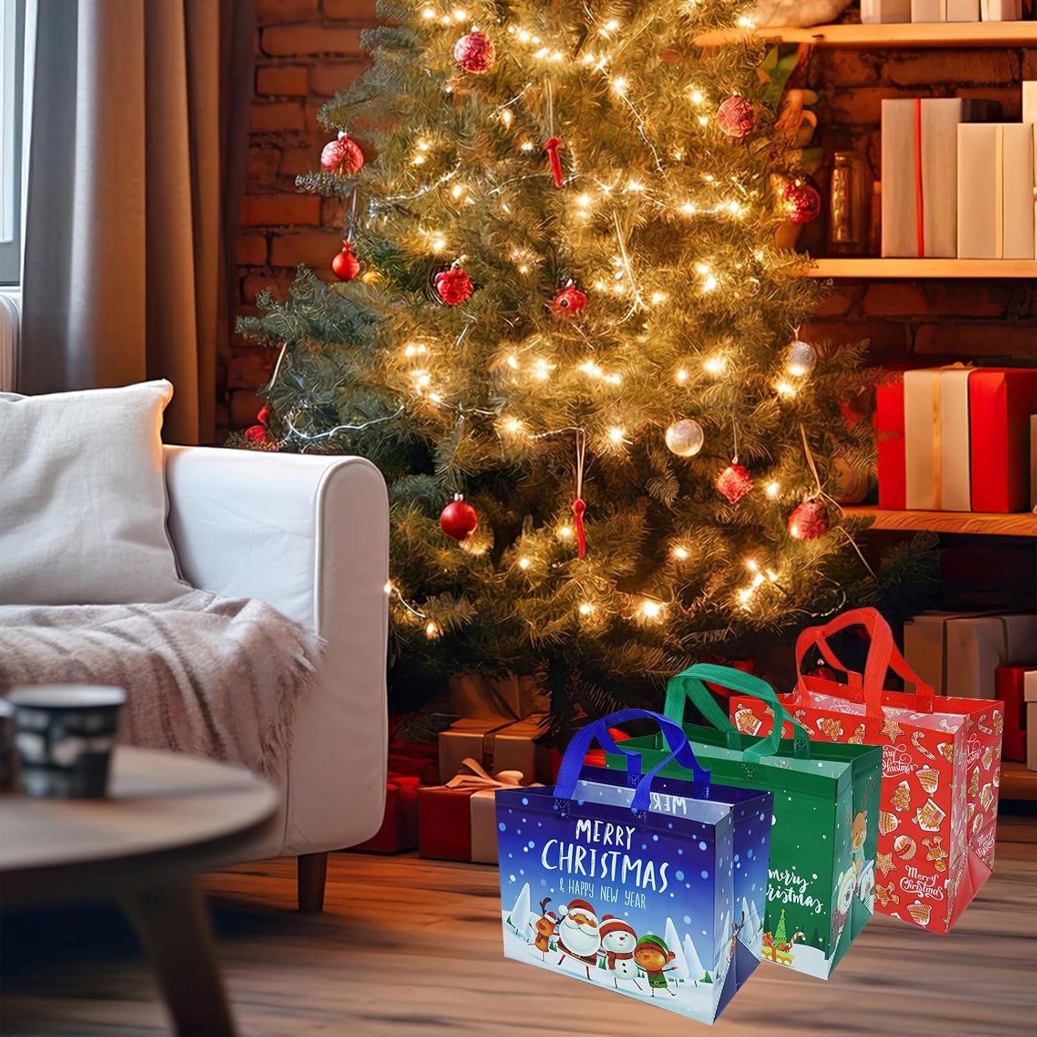 Bolsas de Regalo de Navidad Viatanst - Paquete de 12 Reutilizables 32x25x17cm