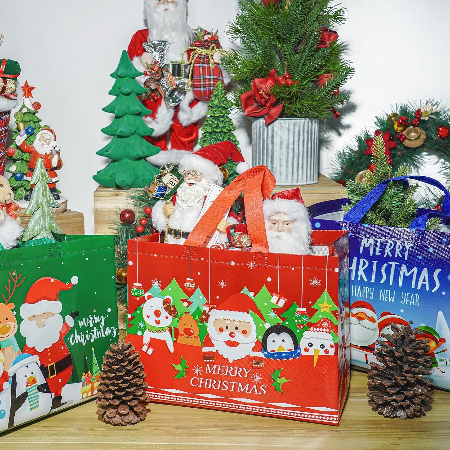 Bolsas de Regalo de Navidad Viatanst - Paquete de 12 Reutilizables 32x25x17cm