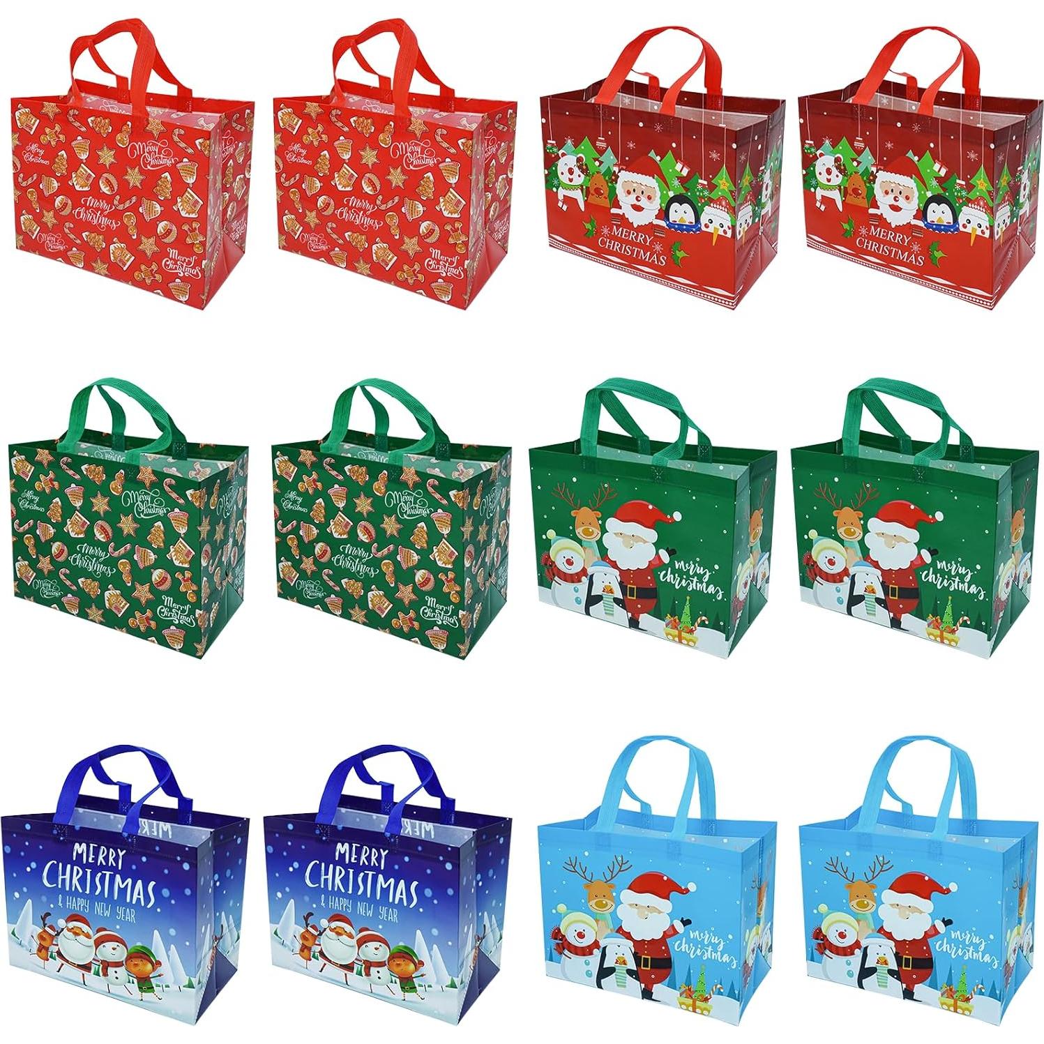 Bolsas de Regalo de Navidad Viatanst - Paquete de 12 Reutilizables 32x25x17cm