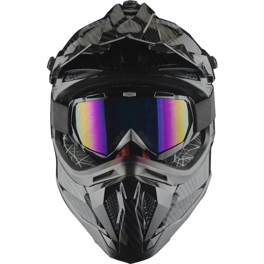 Casco de Motocross 1Storm JH601 Mediano Negro con Gafas y Guantes