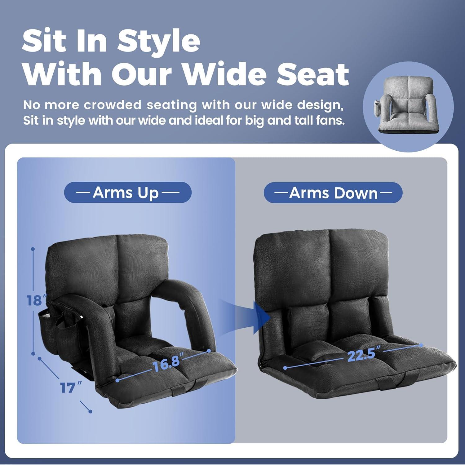 Asientos de Estadio AlexHome con Respaldo y Cojín Negro 2P