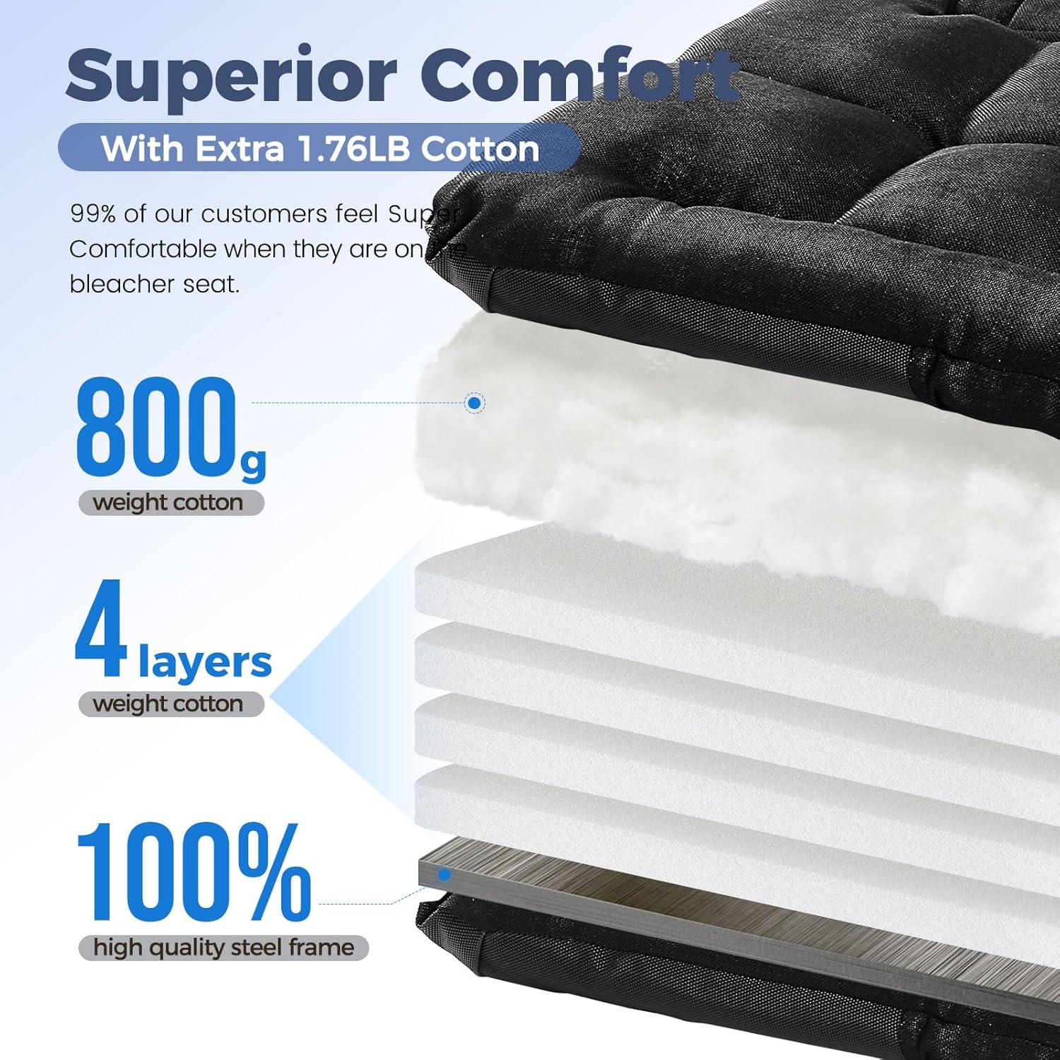 Asientos de Estadio AlexHome con Respaldo y Cojín Negro 2P