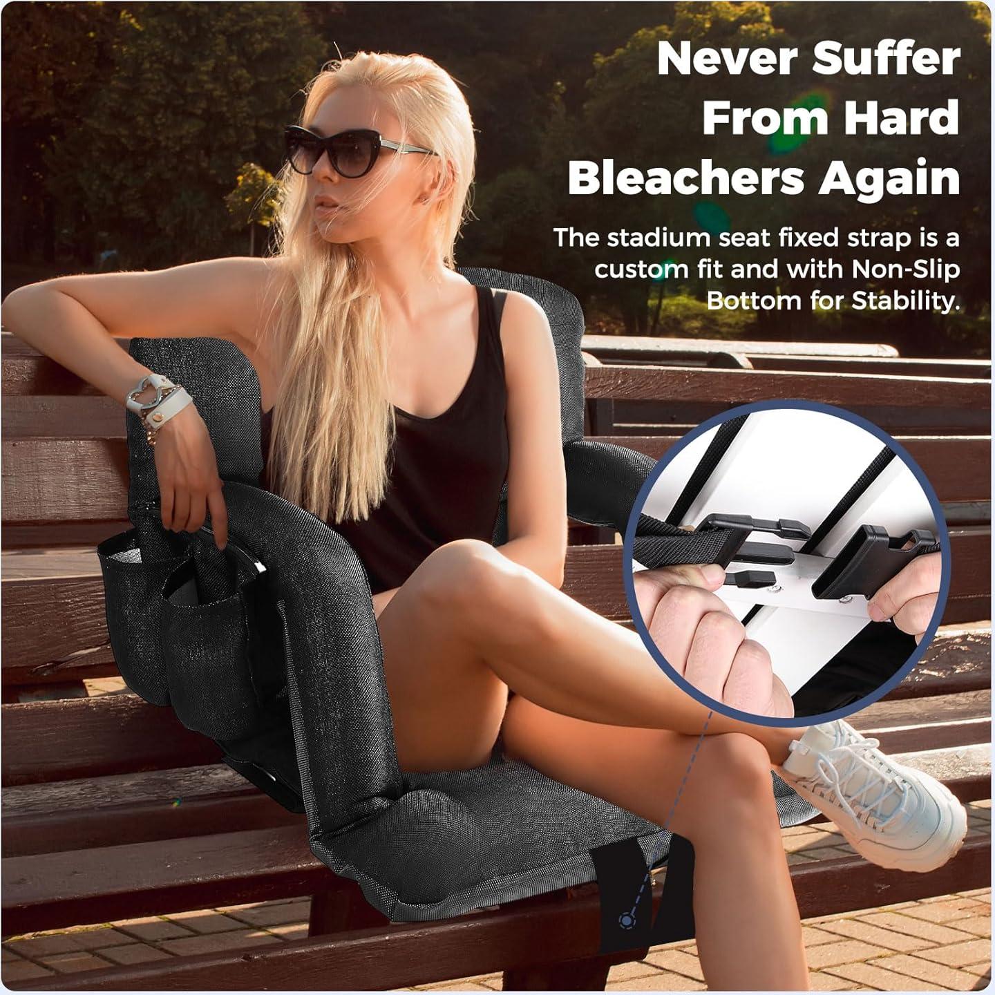 Asientos de Estadio AlexHome con Respaldo y Cojín Negro 2P