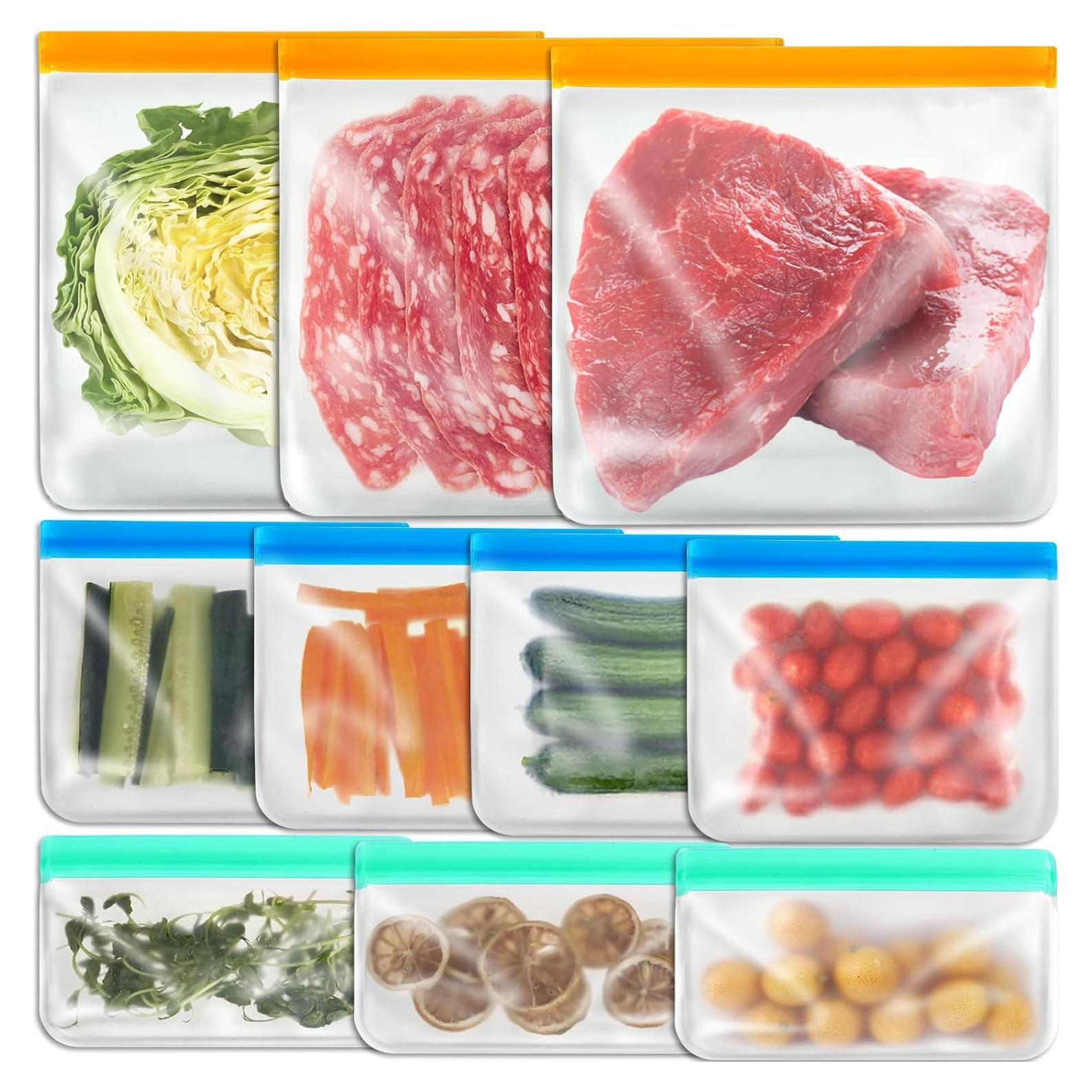 Bolsas de Silicona Reutilizables AURUZA - 10 Piezas Galón y Snack