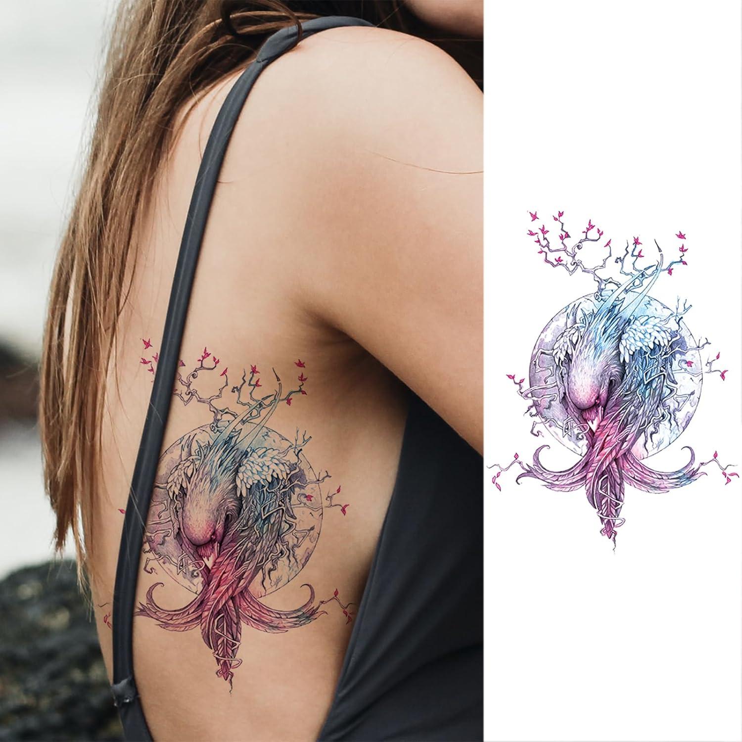 Tatuaje Temporal Briyhose Flor de Pájaro 8 Hojas 21x14.8cm