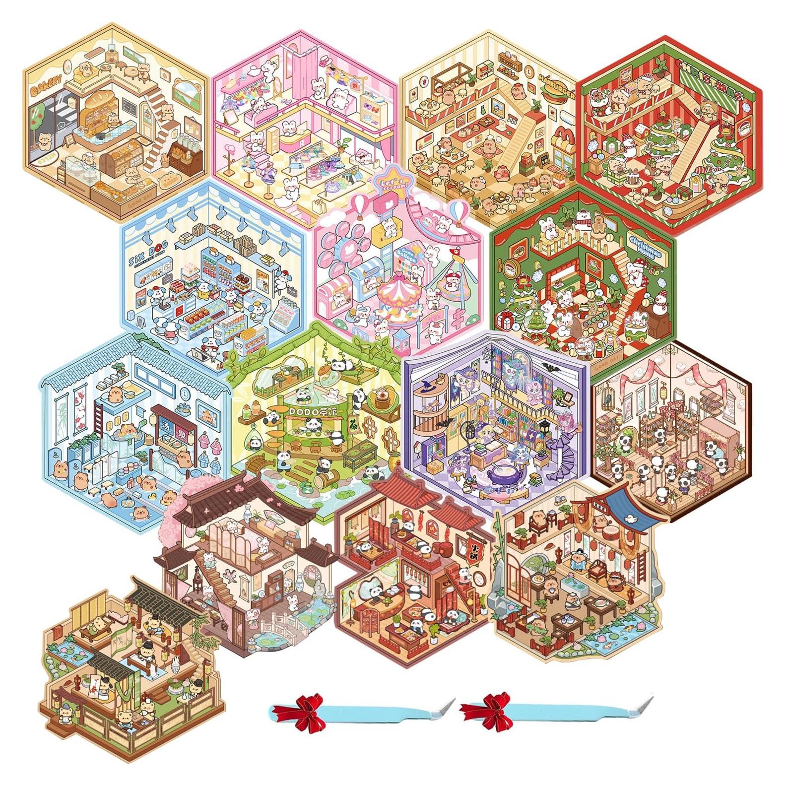 Pegatinas 3D DIY Genérico - Alivio Estrés, Juego 15 Piezas