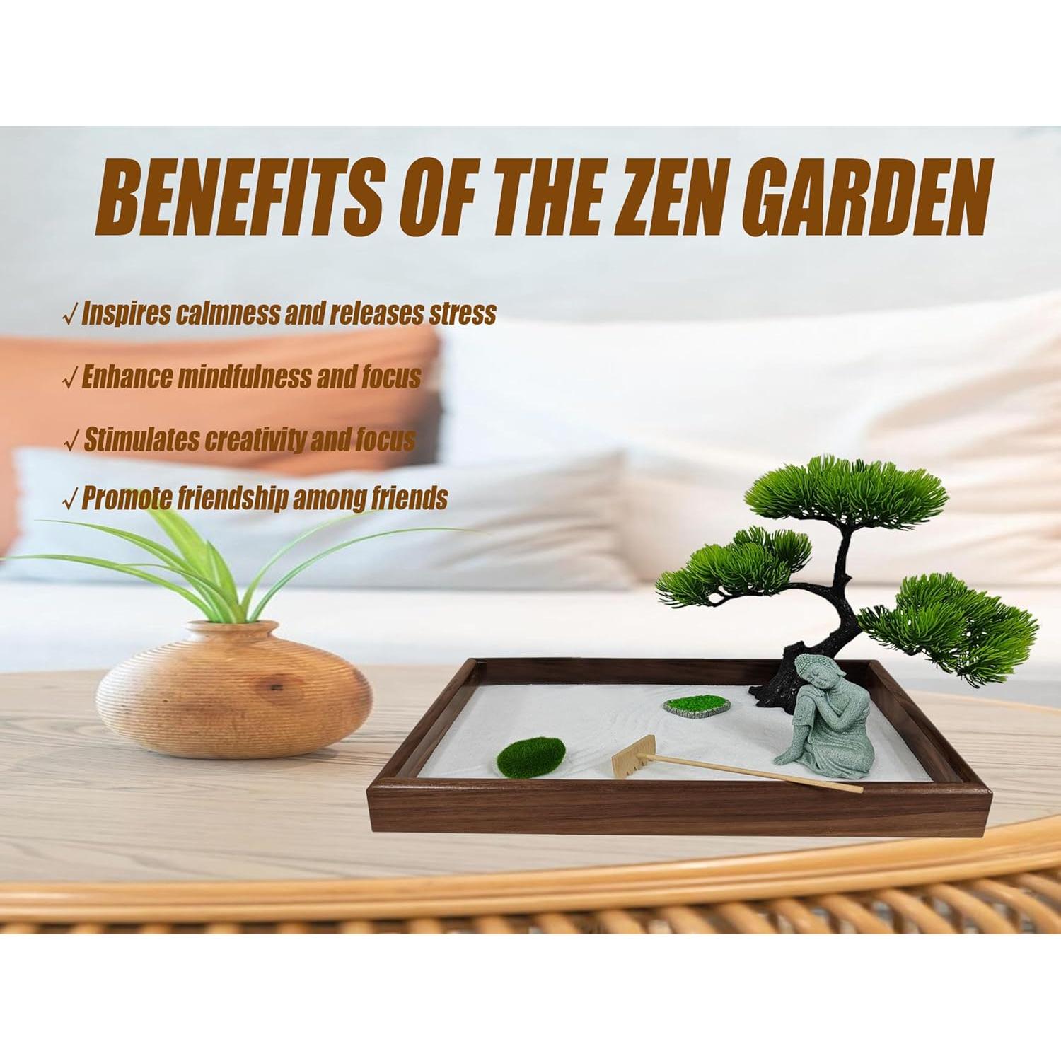 Kit de Jardín Zen Japonés DAZIMOU para Meditación - Rectangular