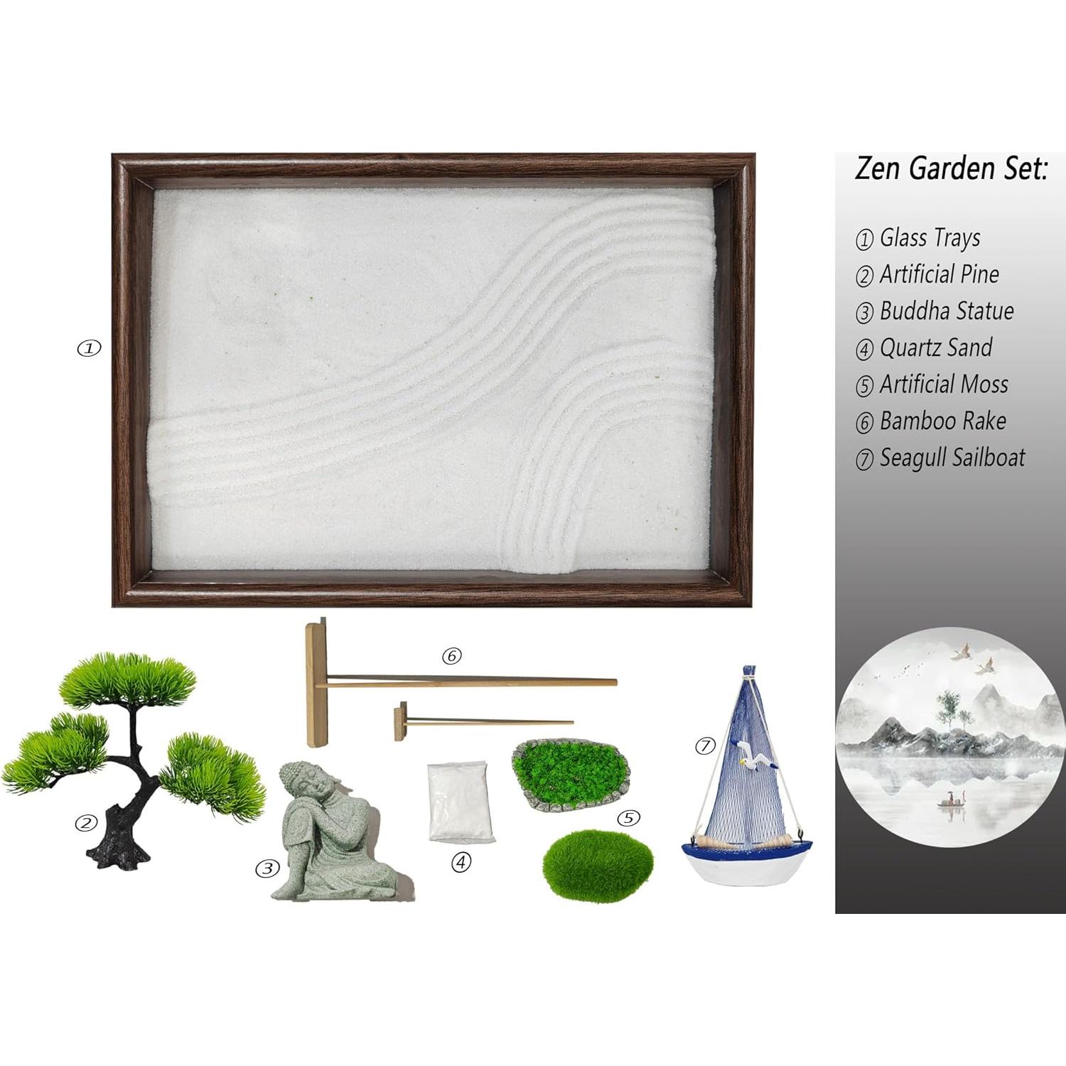 Kit de Jardín Zen Japonés DAZIMOU para Meditación - Rectangular