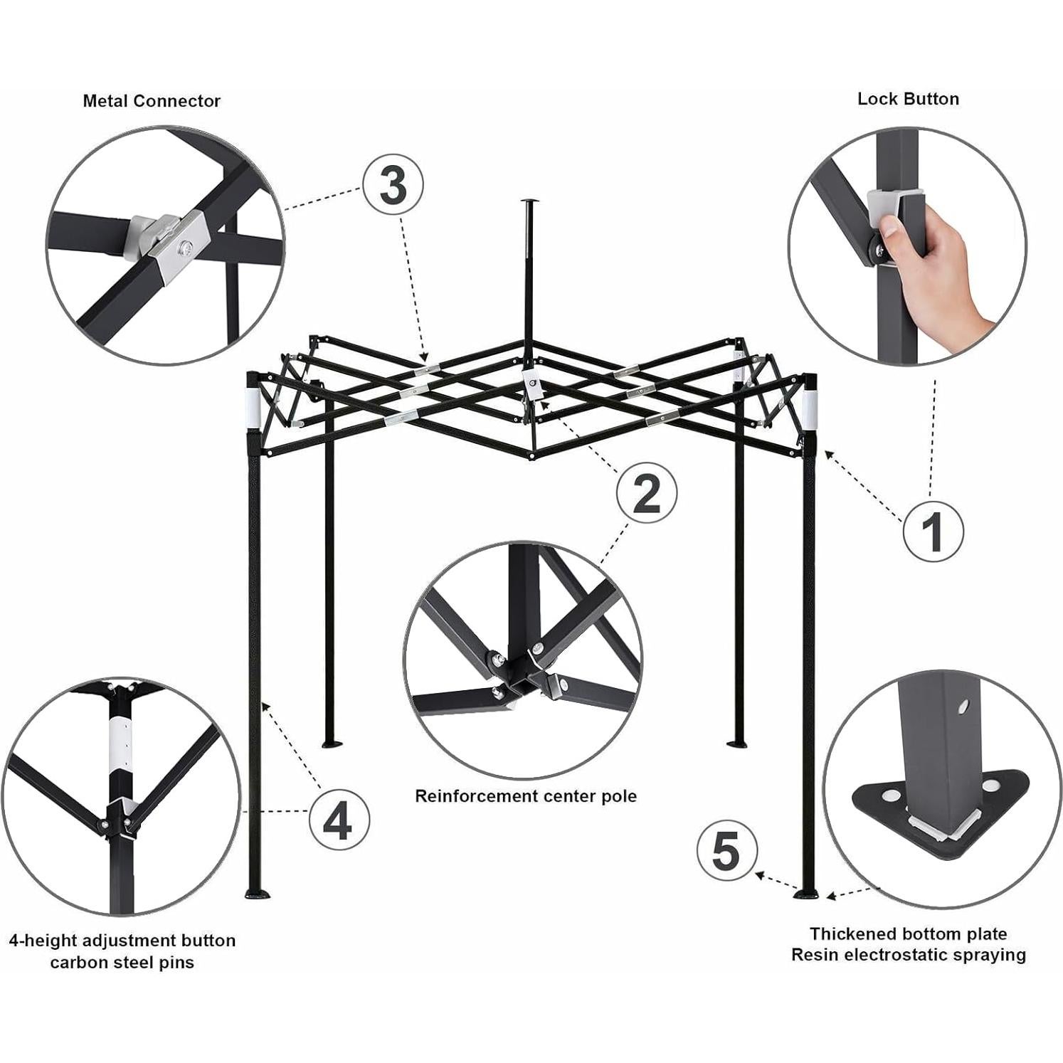 Tienda de Dosel Plegable 5x5 AMERICAN PHOENIX Blanca