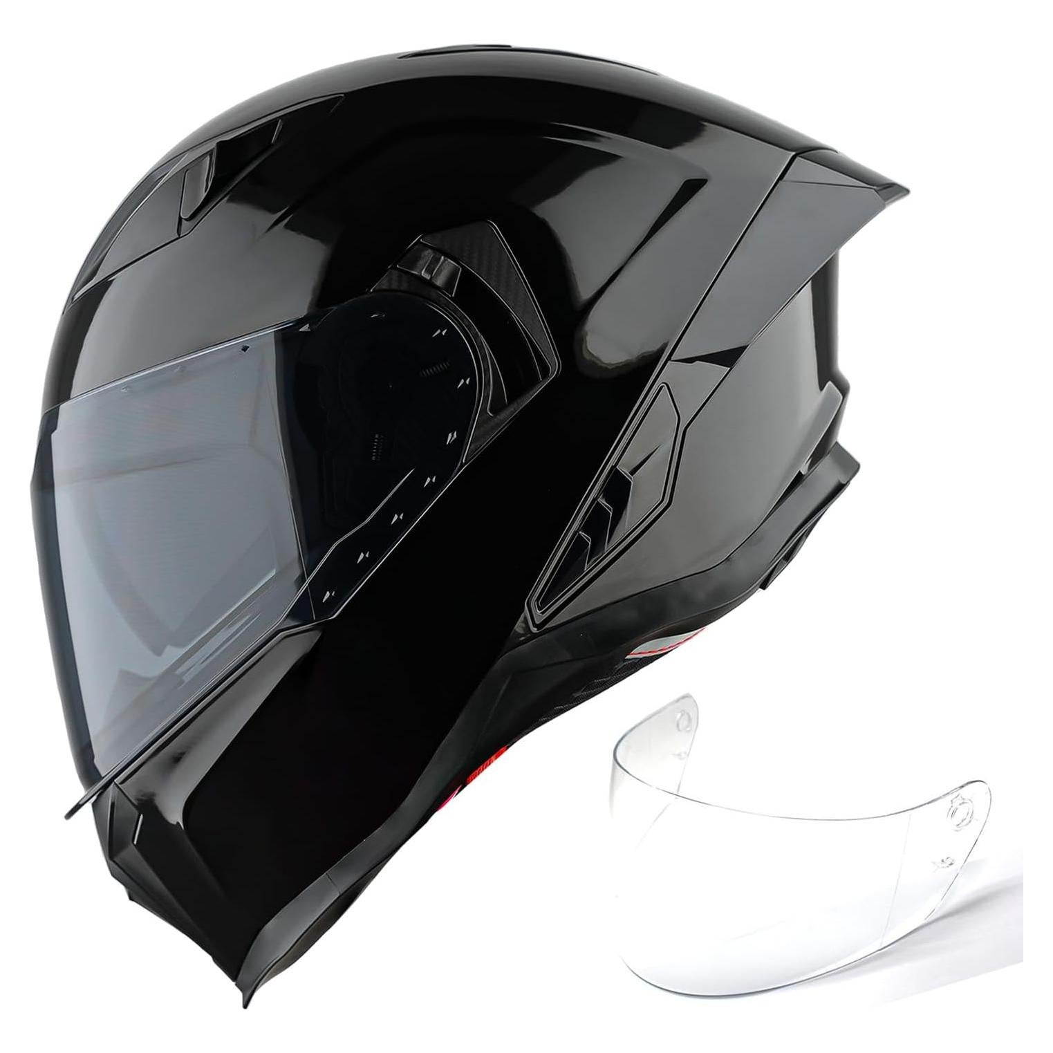 Casco Integral 1Storm KT828 Negro Brillante Doble Visor