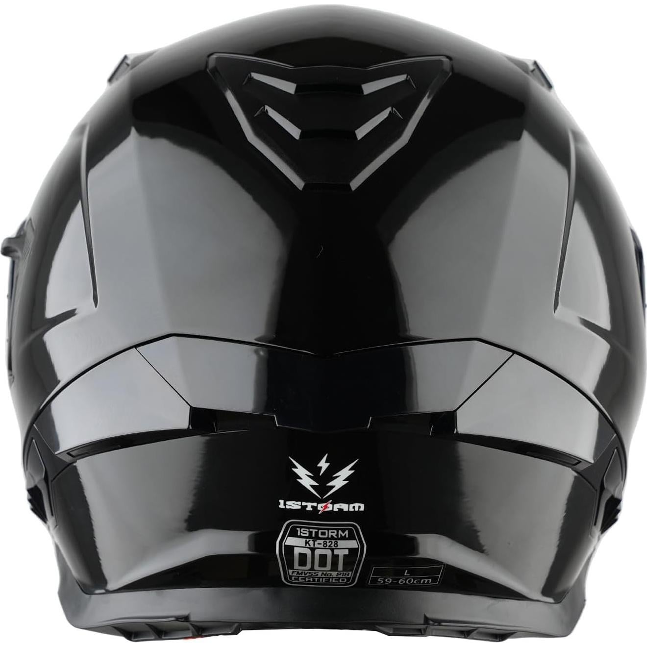 Casco Integral 1Storm KT828 Negro Brillante Doble Visor