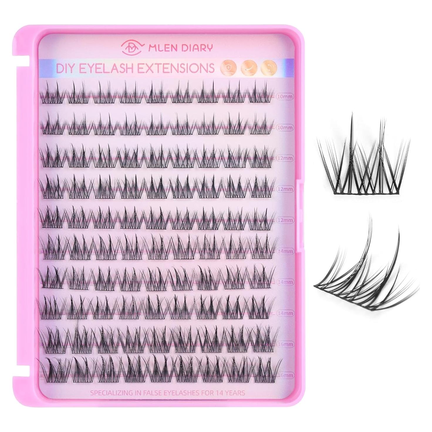 Extensiones de Pestañas en Racimo DIY 90 Piezas 10-16mm D Curl