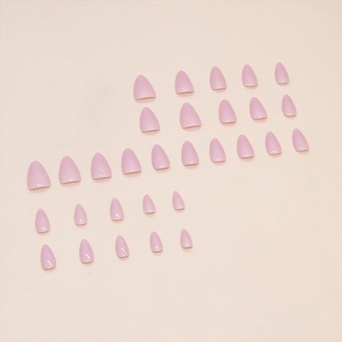 Uñas Postizas Almendra Rosa Púrpura 24 Pcs Acrílicas